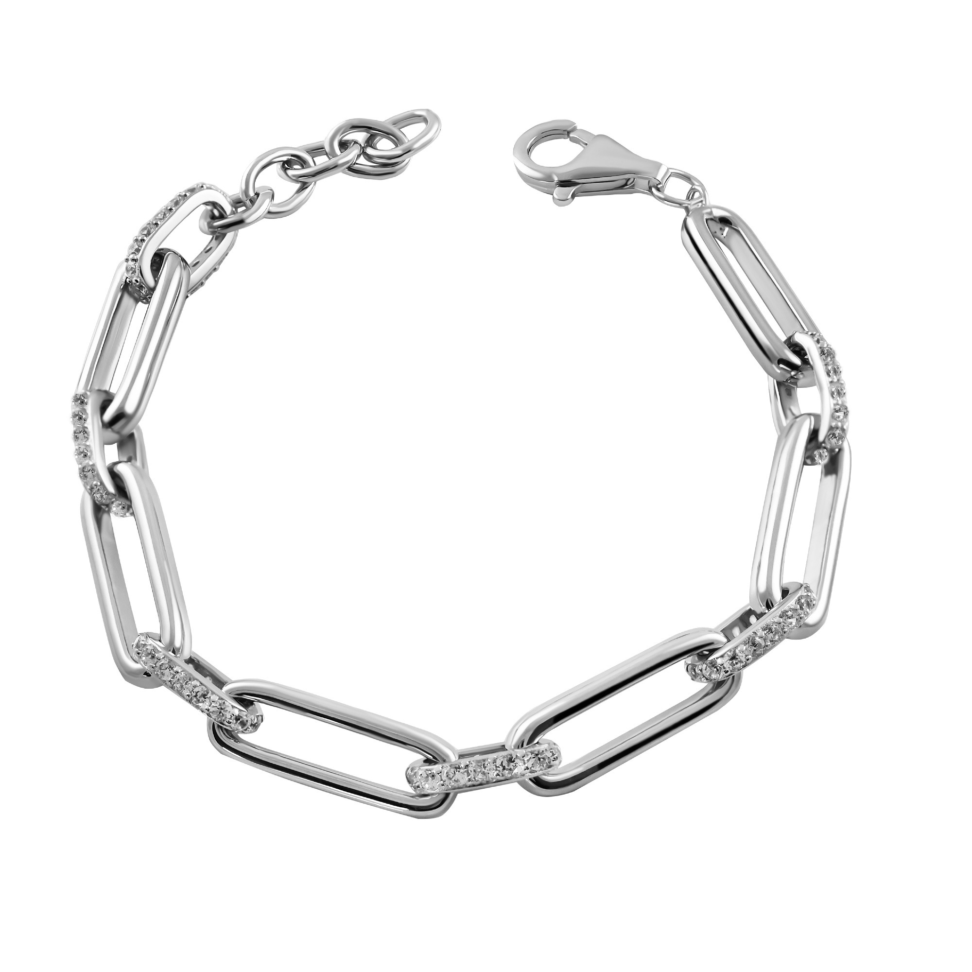 FIRETTI Damen Armband "Schmuck Geschenk Silber 925 Armschmuck Armkette Ankerkette", 22,5cm, Silber 925 (Sterlingsilber)silberfarben, kristallweiß,