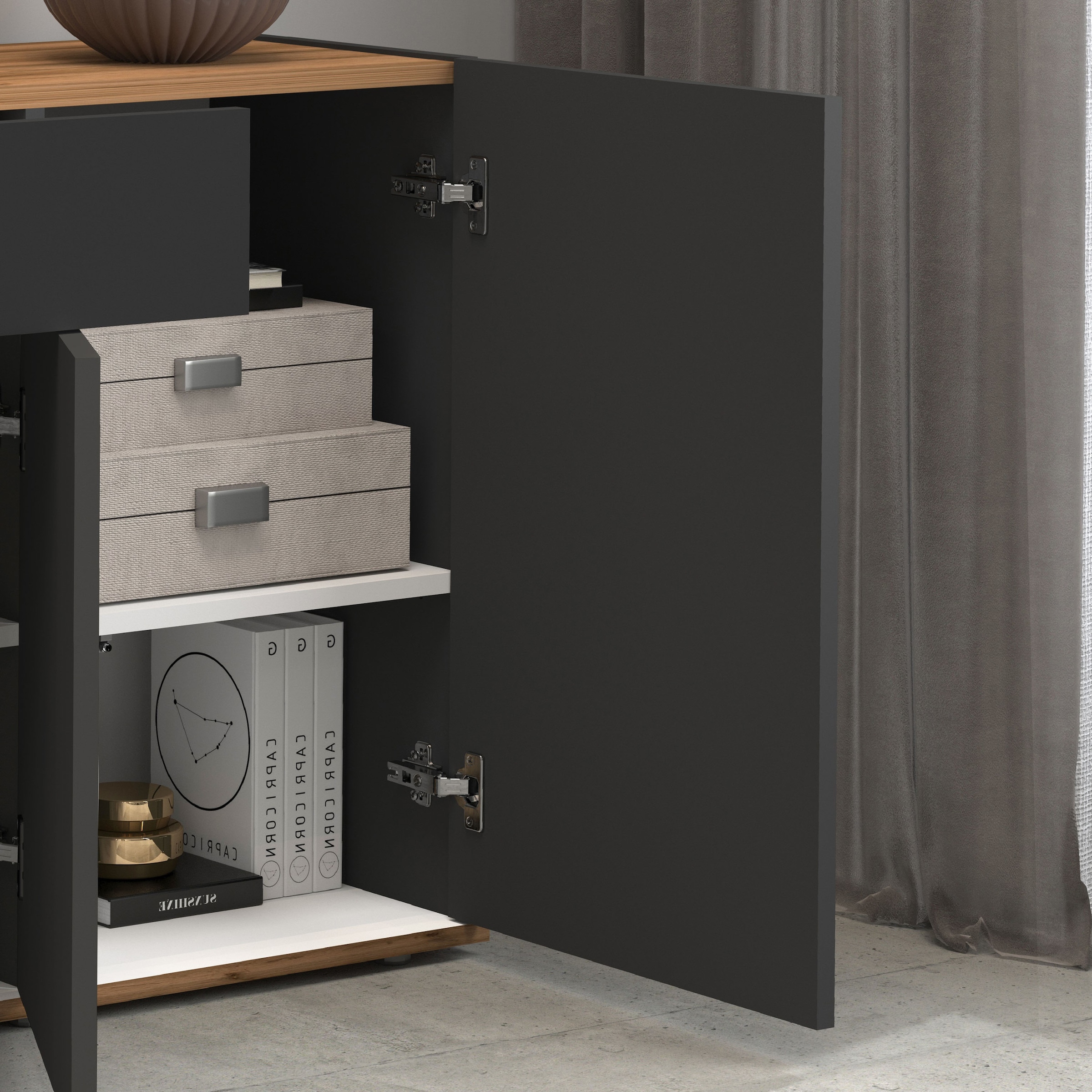 INOSIGN Sideboard »Garda, Kommode, Schrank, Kredenz«, 3 Türen, 1 Schublade, grifflos Breite 120,1 cm