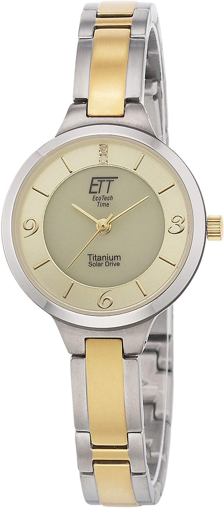 ETT Damen Solaruhr "Solar Drive", gold, Armbanduhren, Armbanduhr, Damenuhr, Titan