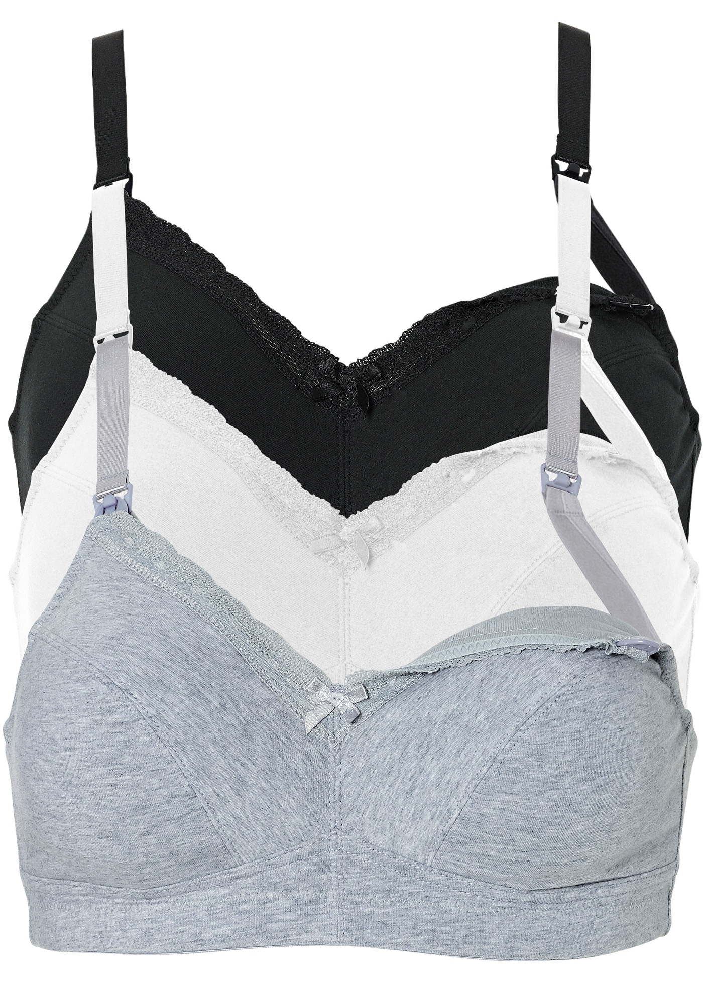Nice Size Still-BH Nursing Bra 3-Pack Black/White/Grey
