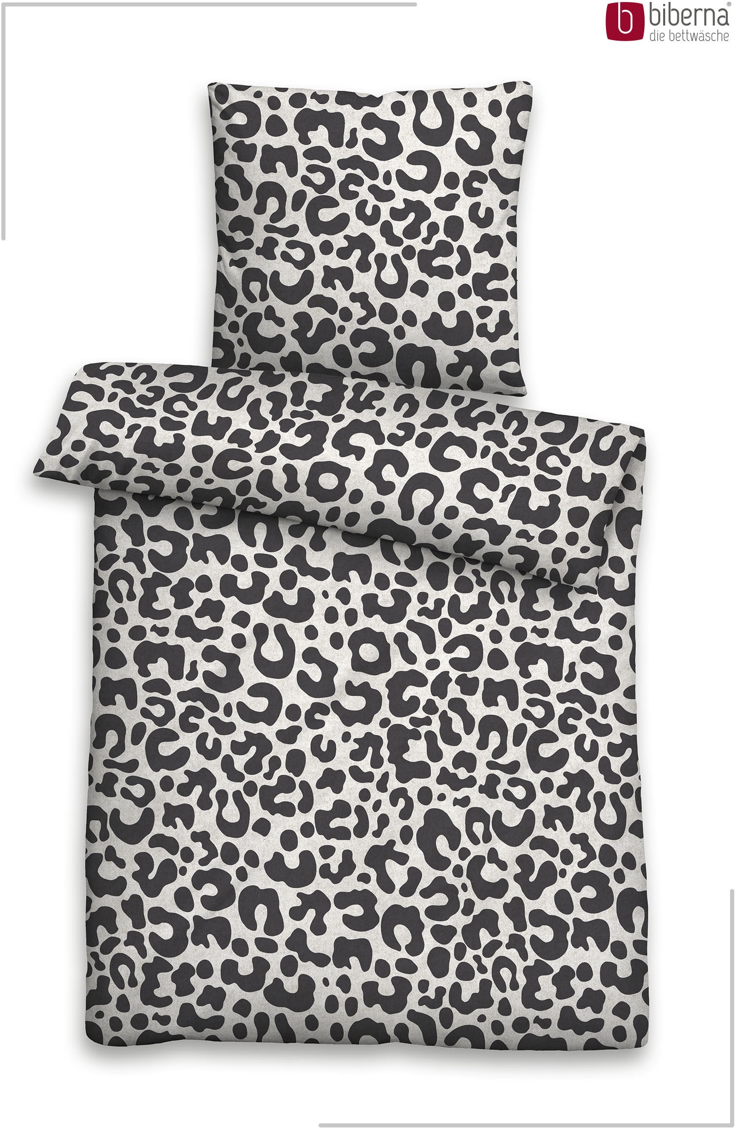 Biberna Bettwäsche »Leo Premium Melange-Flanell Bettwäsche 100% Baumwolle ab 135x200« 2 wärmend weich, Reißverschluss, Winterbettwäsche, Animalprint
