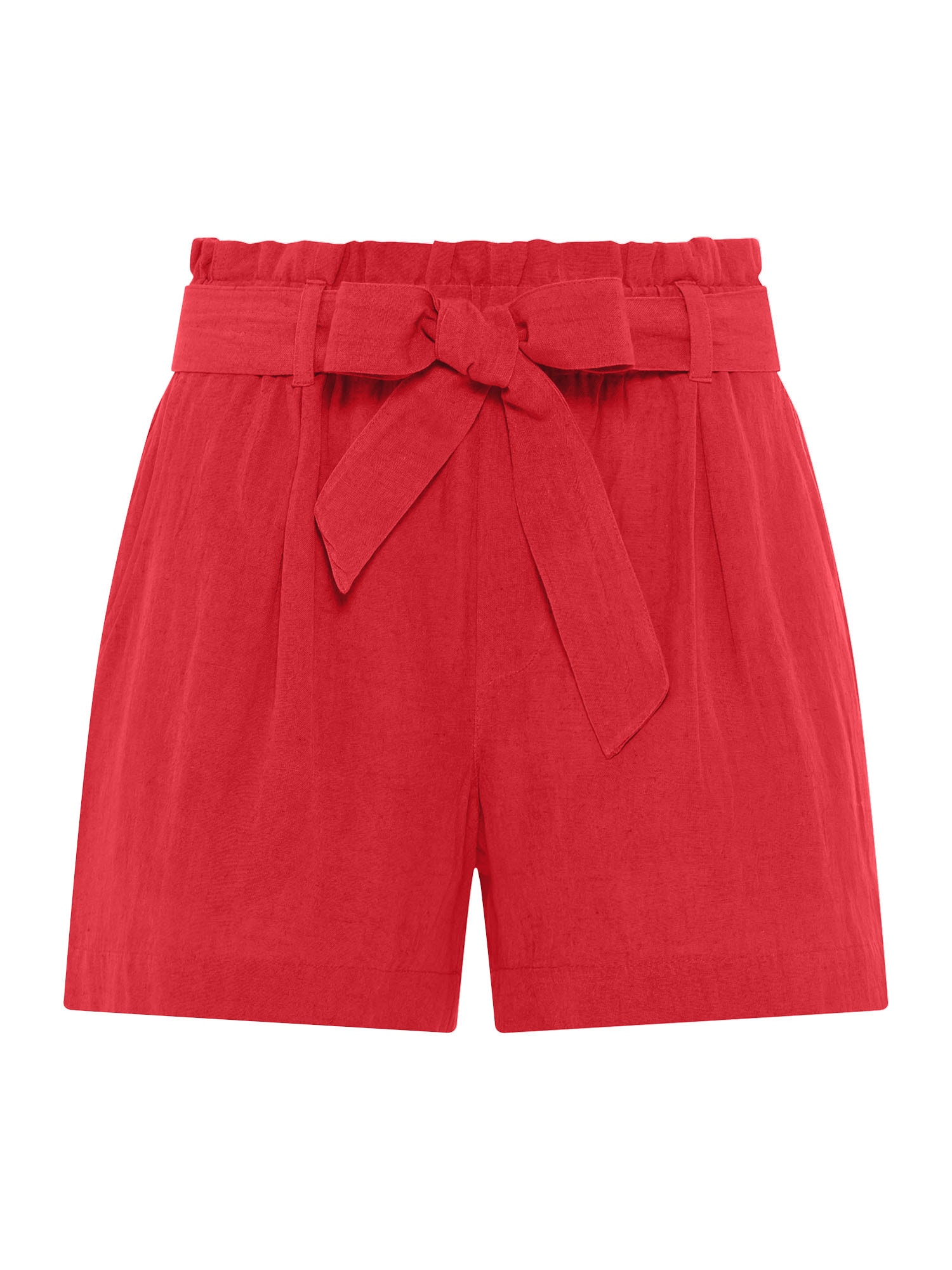 Shorts, (mit Bindegürtel), im Paperbag-Stil, Leinenmix, Schlupfhose, Sommerhose