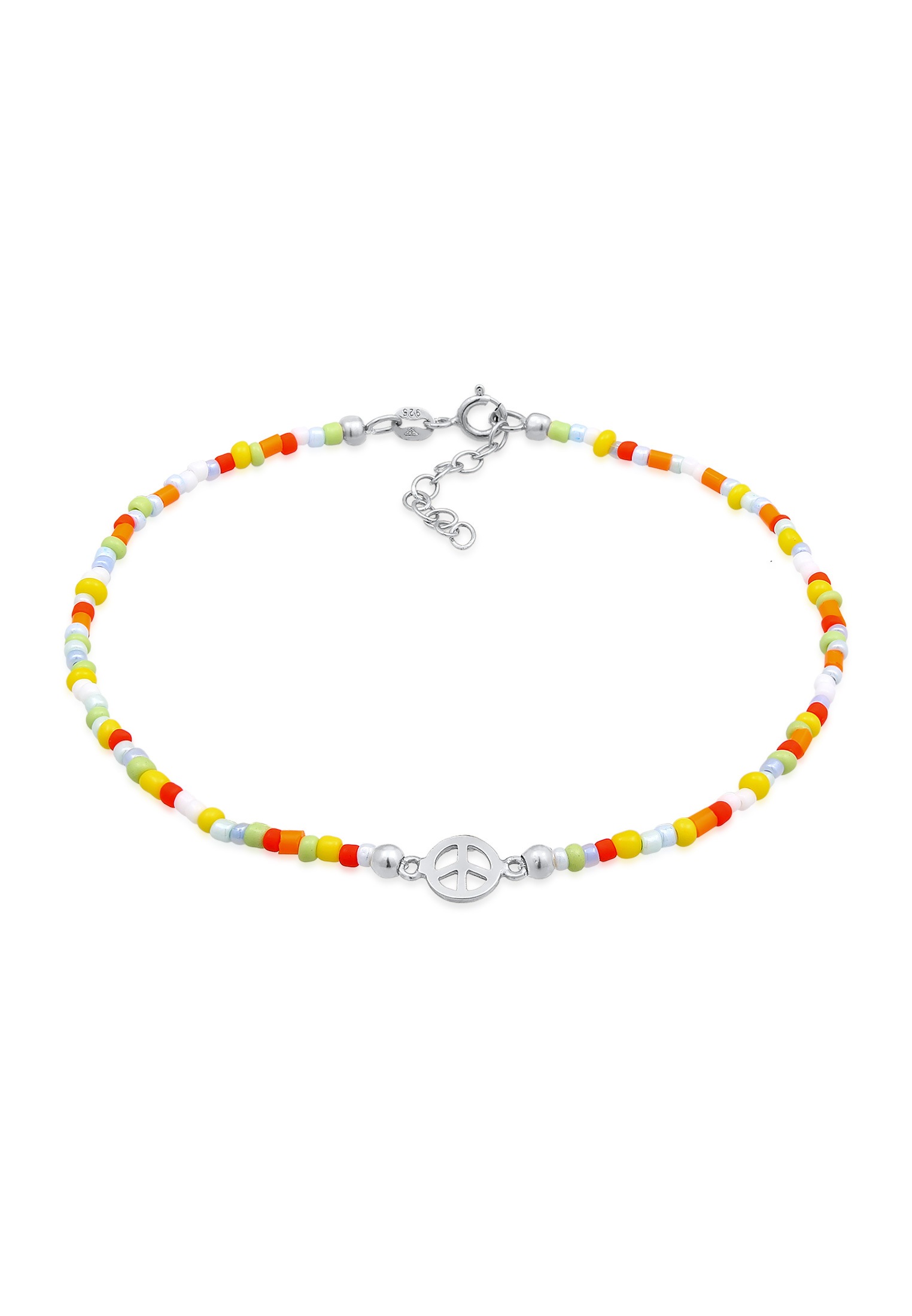 Elli Fußkette »Peace Frieden Symbol Glas Be...