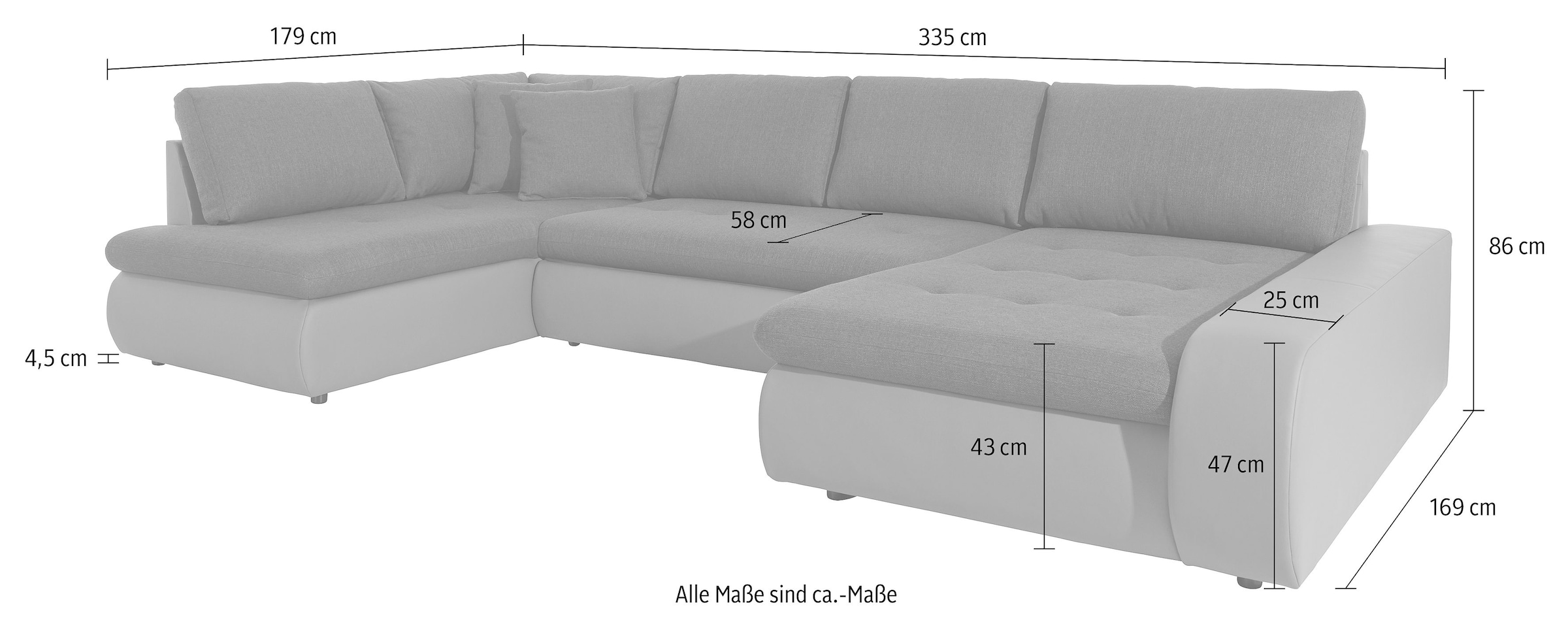 TRENDMANUFAKTUR Wohnlandschaft »Indie II, tolle Detailverarbeitung, bequem und komfortabel im Sitz«, wahlweise mit Bettfunktion, U-Form