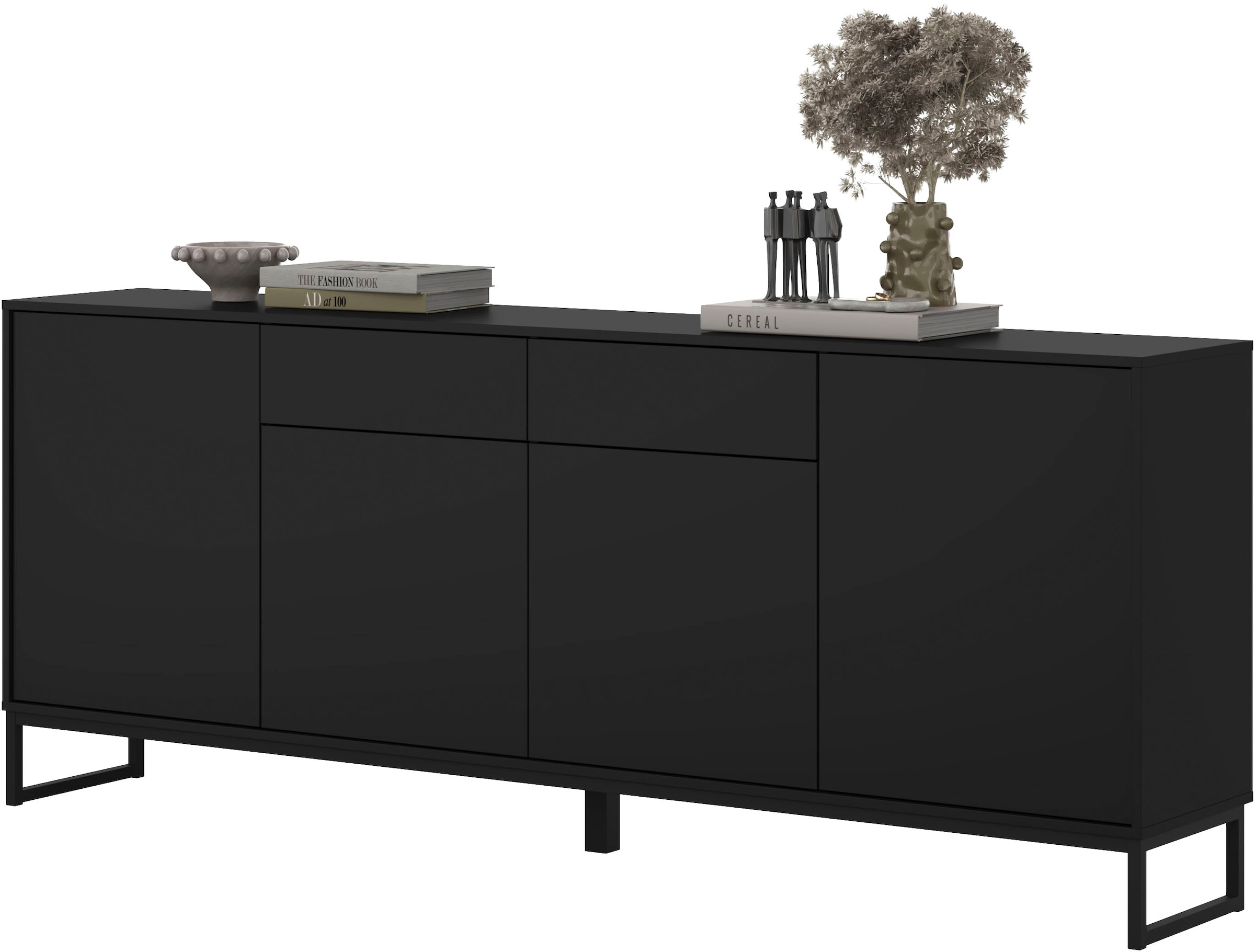 OTTO home Sideboard »Olbia, Breite 208,5 cm, grifflose Kommode 4 Türen/2 Schubkästen.« Schubladenkommode mit viel Stauraum, Einlegeböden verstellbar