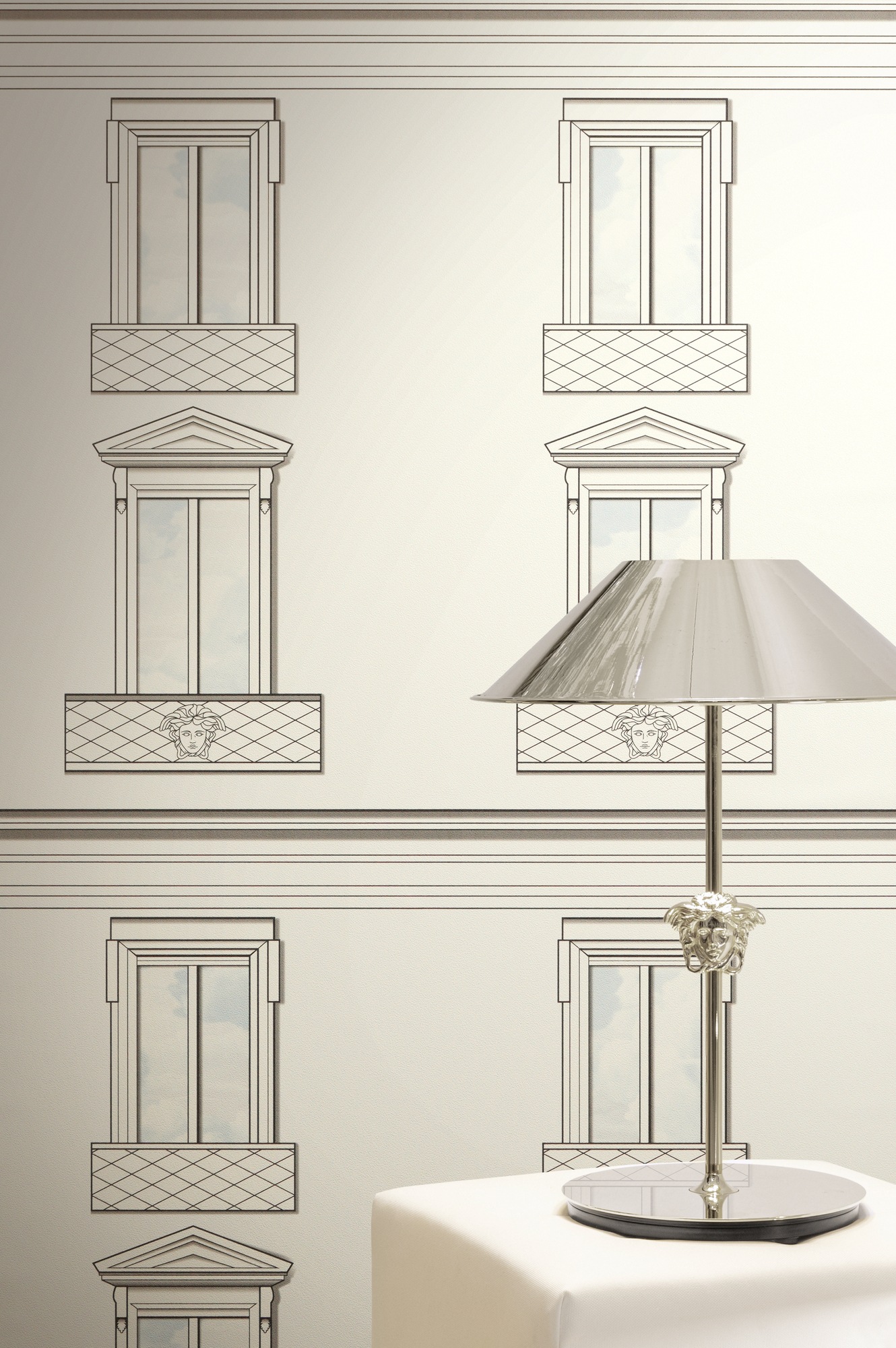 Versace Vliestapete »Versace 6 Palazzo No 12 –« 3D-Optik | Barock | Motiv geprägt Architekturmotiv mit Fensterdesign & dezent strukturierter Oberfläche