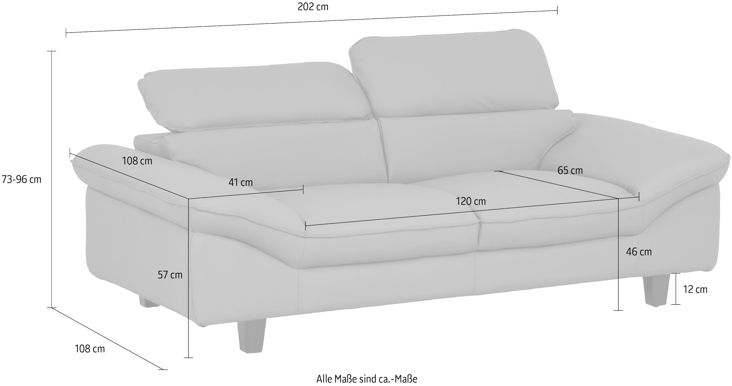 Home affaire 2-Sitzer »Pilot«, Big-Sofa mit Kopfteilverstellung