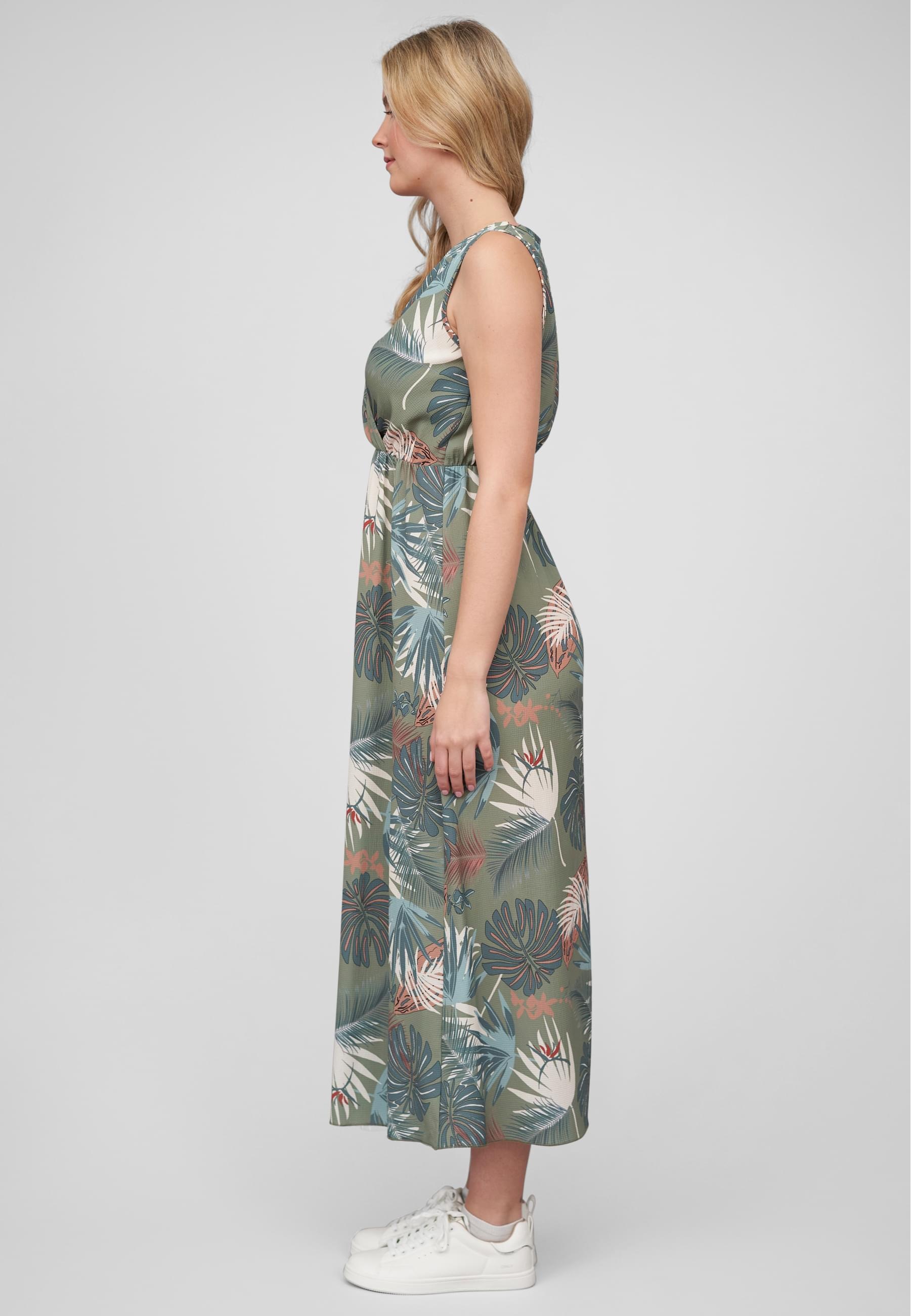 CLOUD 5IVE Shirtkleid »CLOUD 5IVE Maxi Kleid in Wickeloptik mit Tropical All Over Print« 1 Stk. tlg.