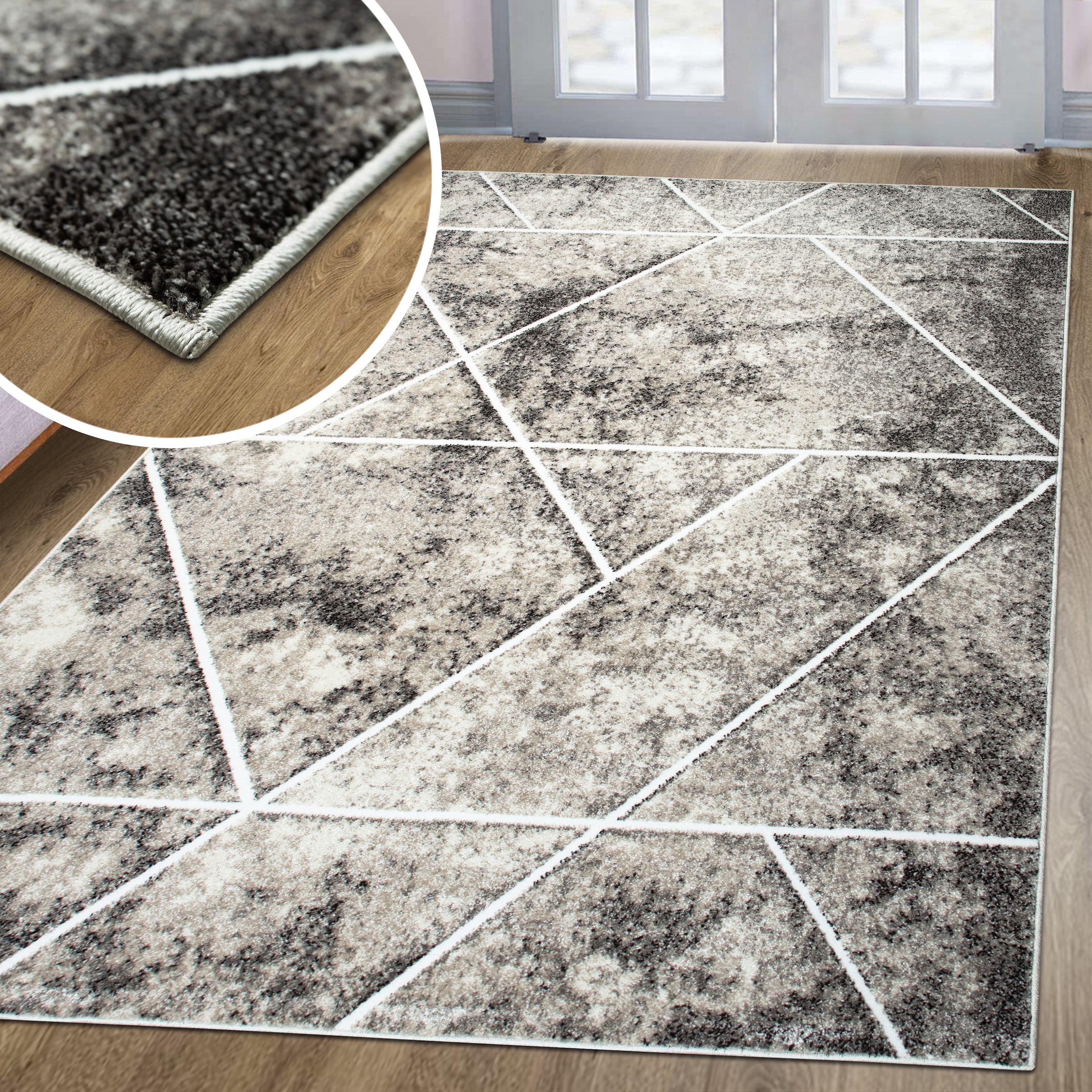 my home Teppich »Kimly, geometrisches Design in 3D-Optik«, rechteckig, 9 mm Höhe, mit besonders weichem Flor, Kurzflor, modernes Design