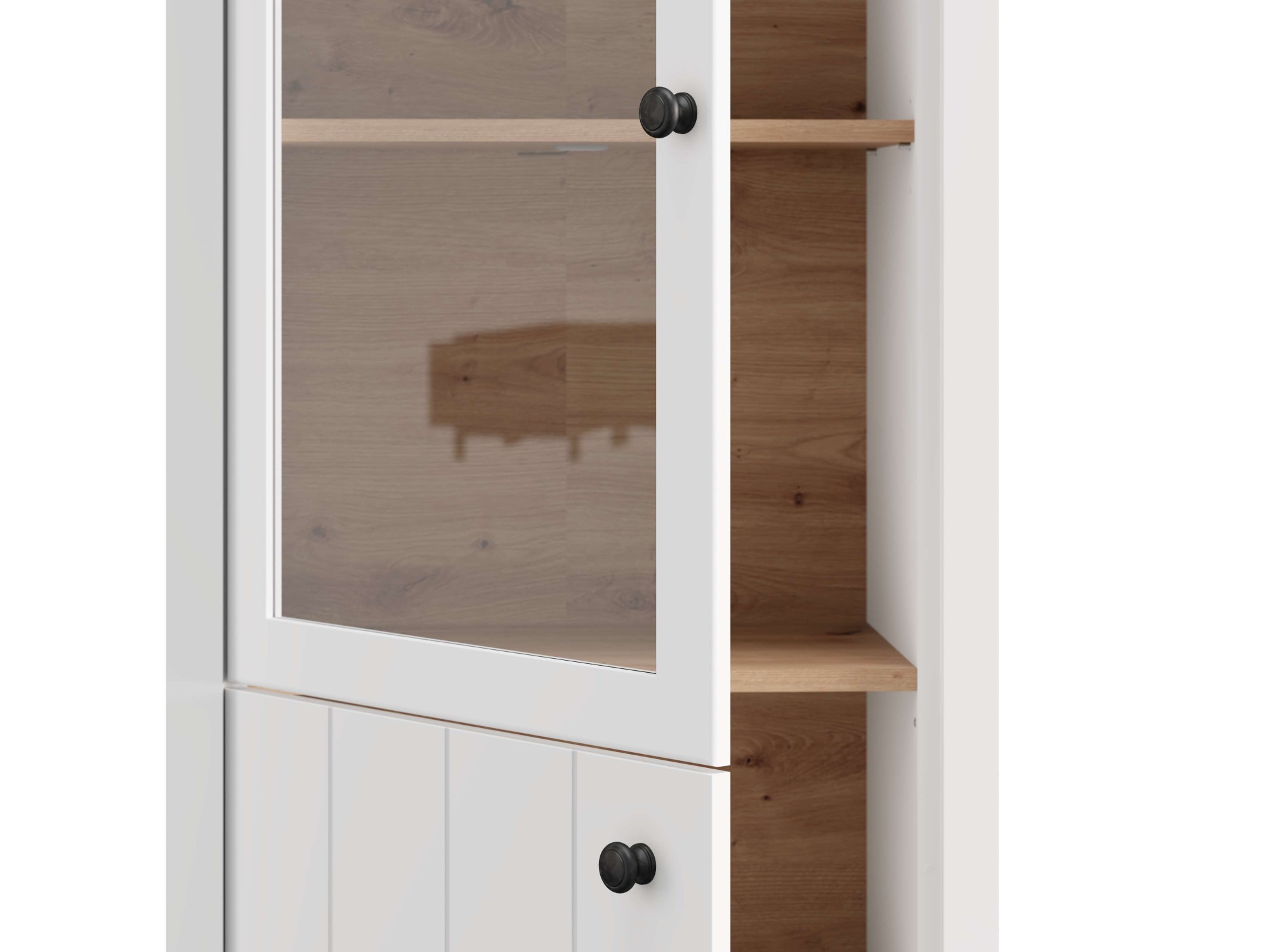 Home affaire Vitrine »BEDFORD Vitrinenschrank, Glasschrank, Standvitrine, Highboard« MDF-Profil 2D ummantelt, Hotstamping, 1mm ABS-Kanten, 4 Einlegeböden