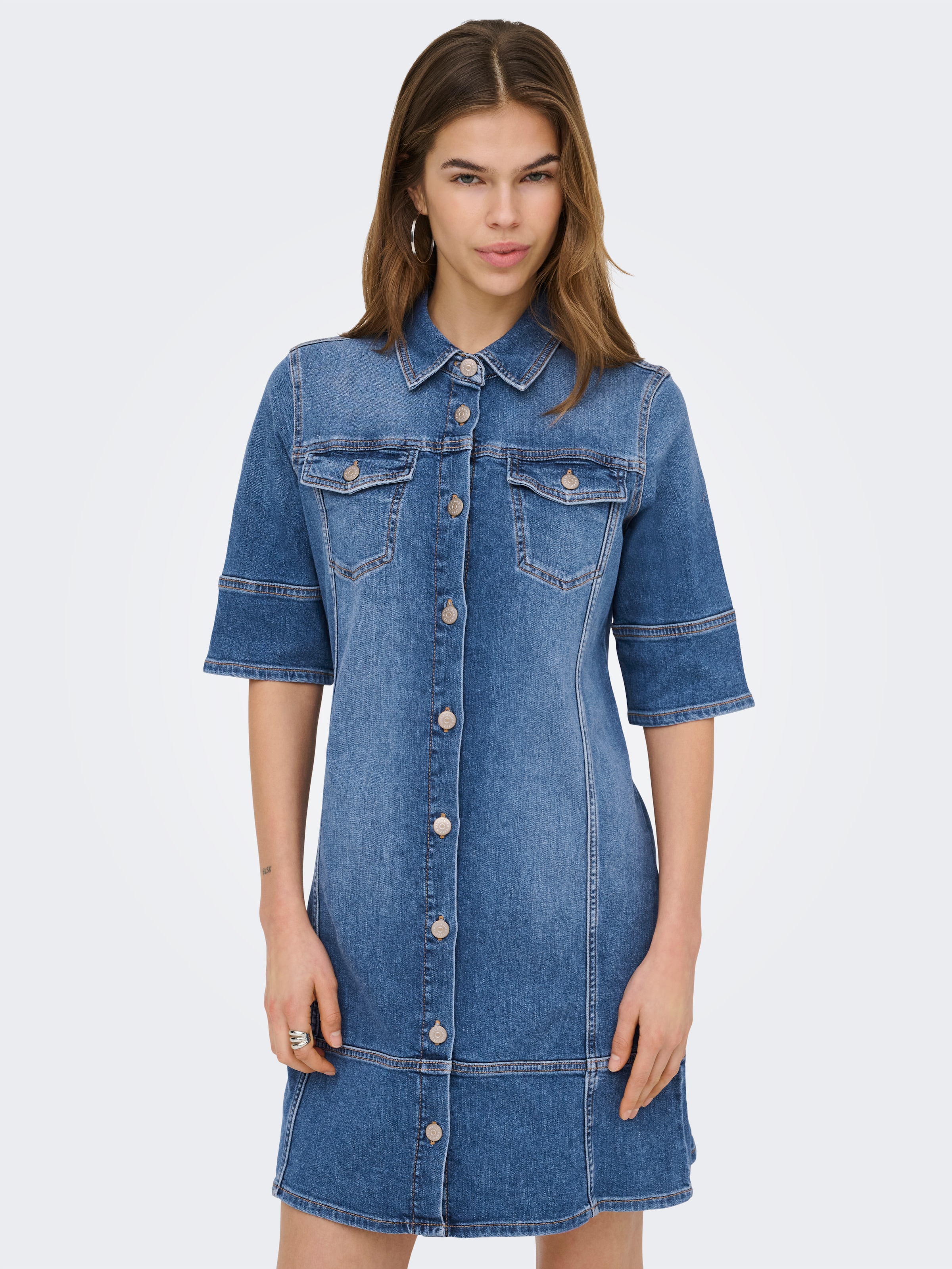 ONLY Jeanskleid "ONLKATERINA 2/4 SHORT DNM DRESS AKM" in A-Linien Form günstig online kaufen