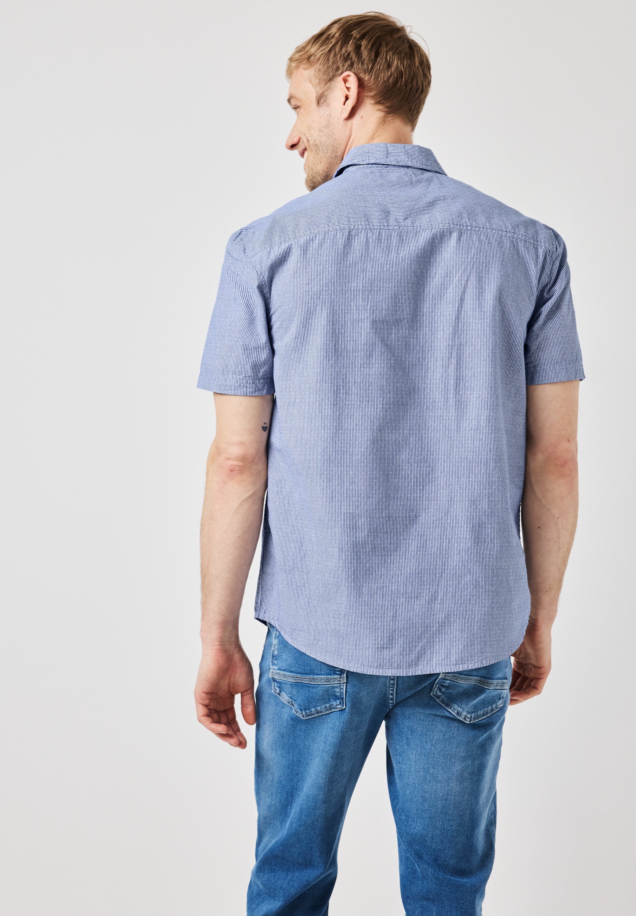 STREET ONE MEN Kurzarmhemd, aus reiner Baumwolle