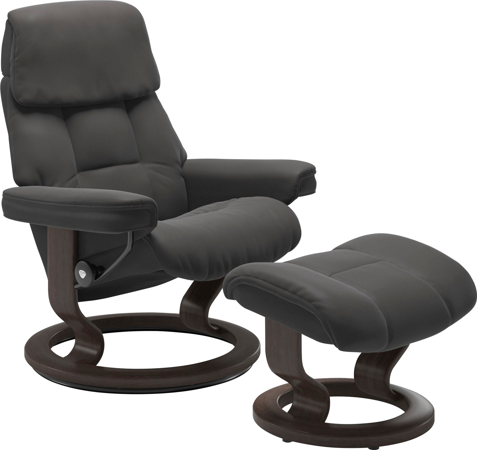 Stressless® Relaxsessel »Ruby«, (Set, Relaxsessel mit Hocker), mit Classic Base, Größe M, Gestell Eiche, Wenge, Braun & Schwarz