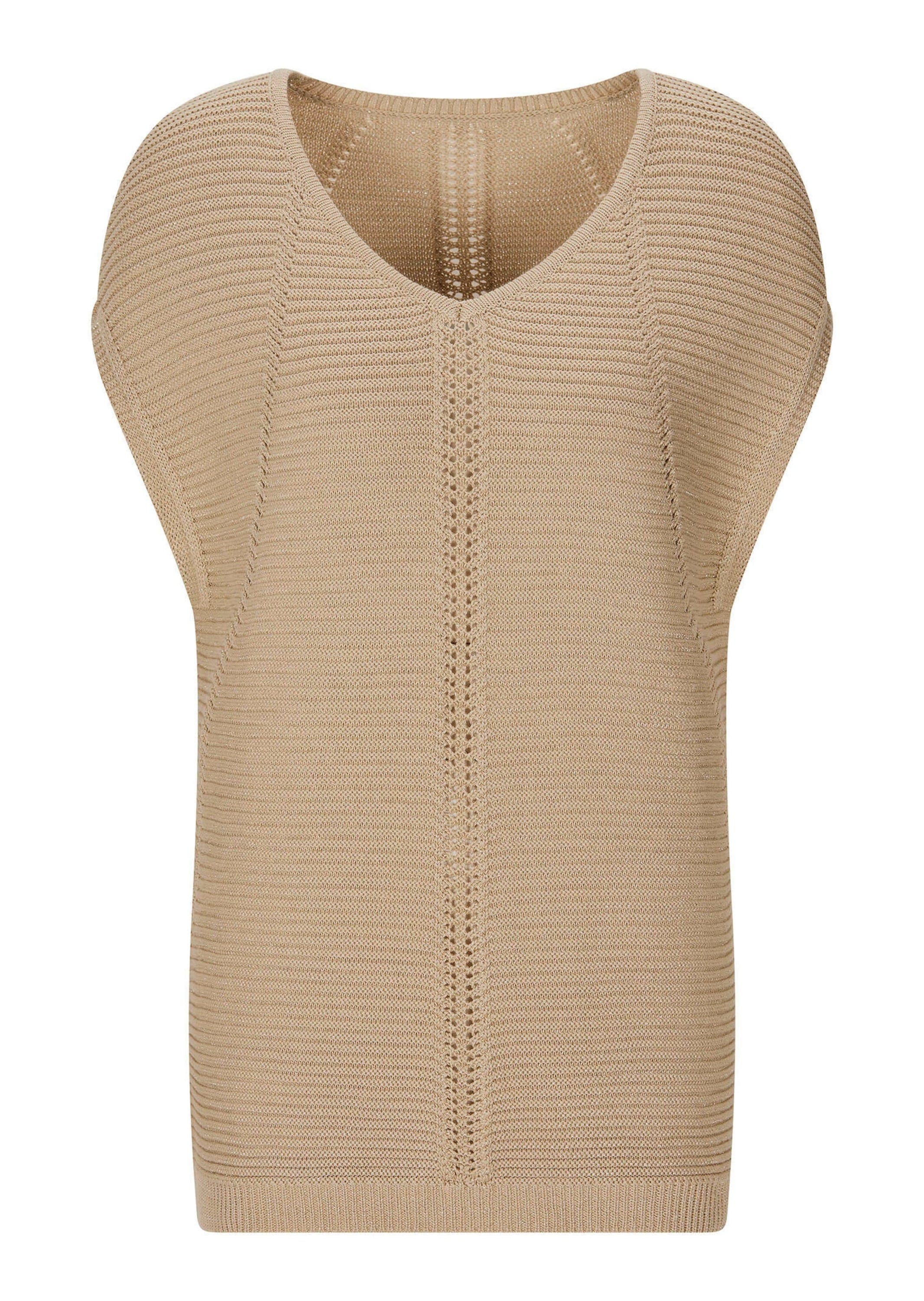 GOLDNER Rundhalspullover "Rippstrickpullover mit V-Ausschnitt" gold farbige günstig online kaufen