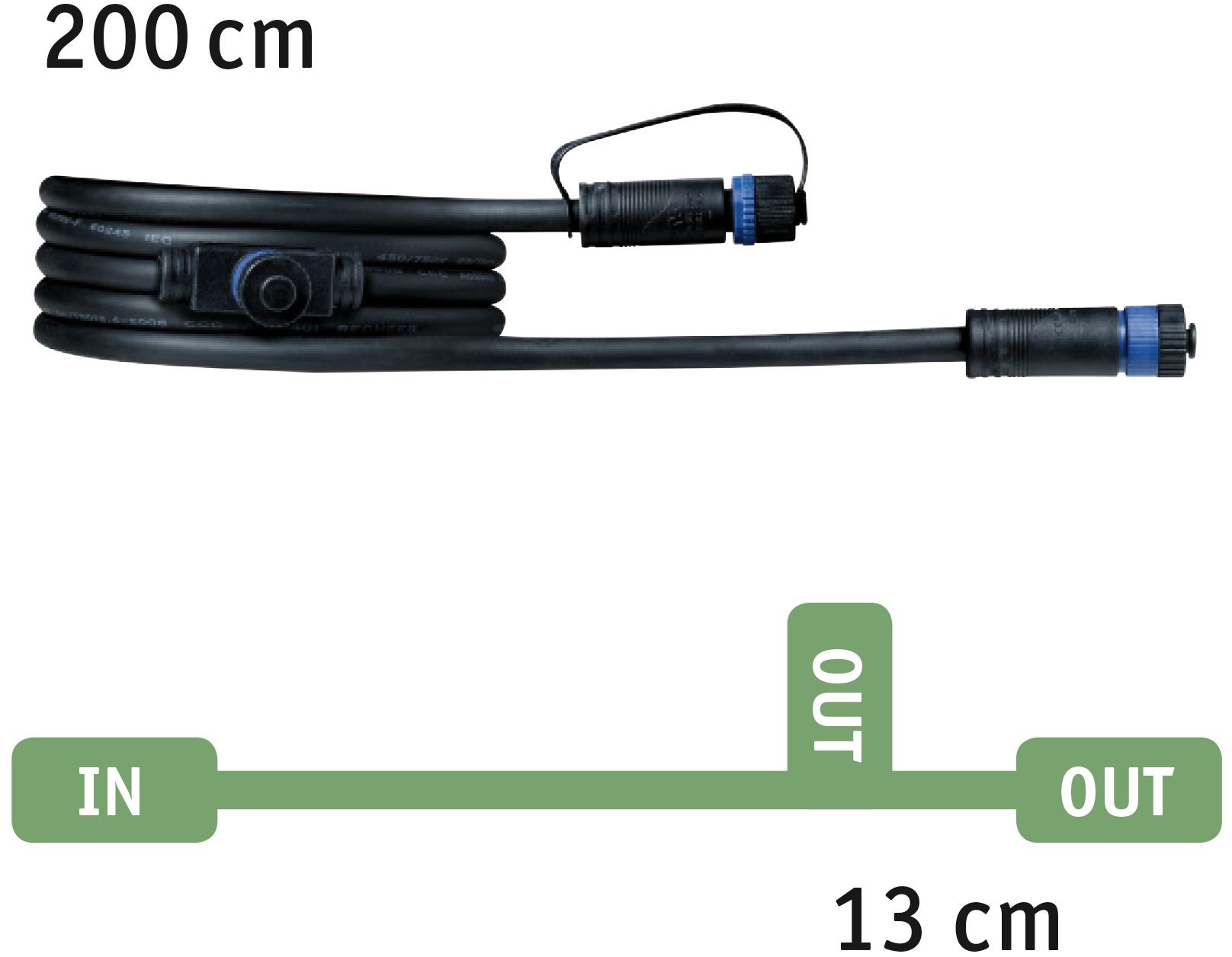 Paulmann Lampen-Verbindungskabel »Outdoor Plug&Shine 2m IP68«, 200 cm, 1 in - 2 out