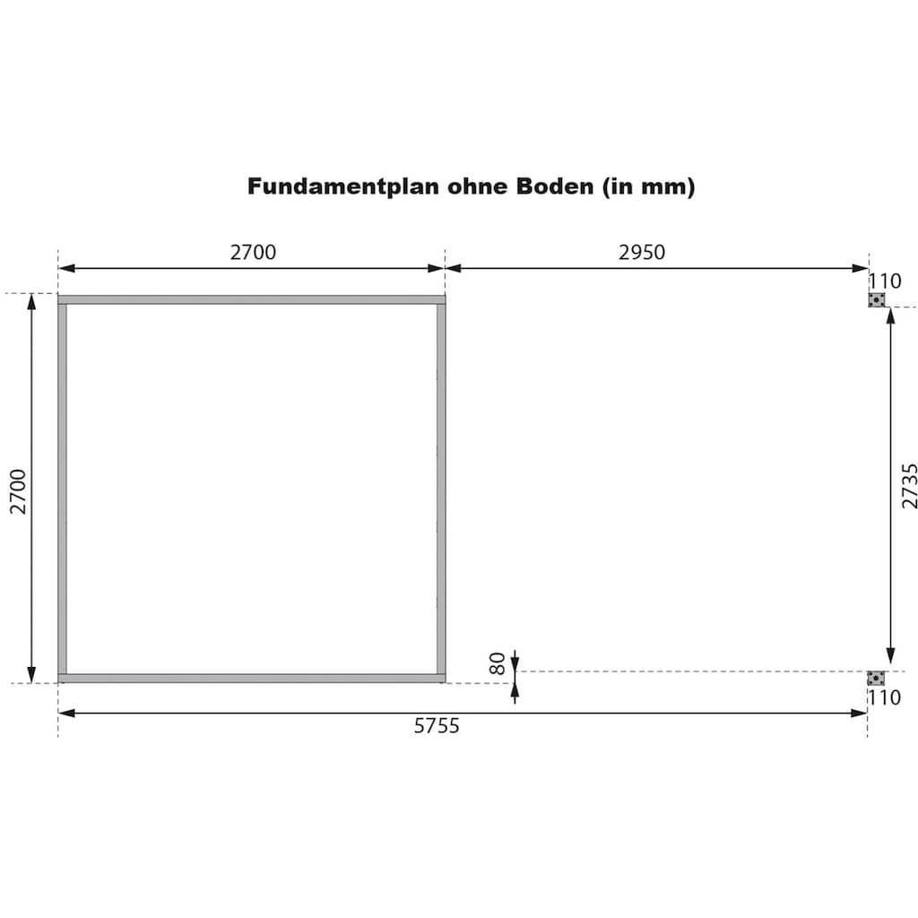 Karibu Gartenhaus »"Plutino A" SET, Anbaudach 3m breit«, naturbelassen-weiß, -staubgrau oder -anthrazit