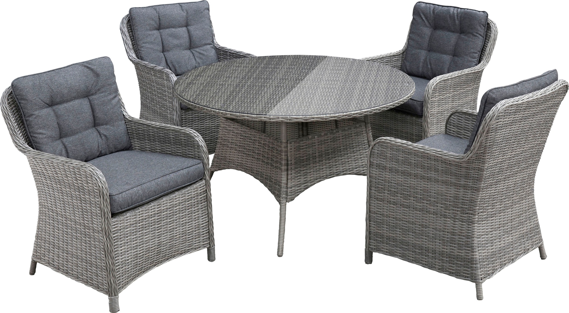 KONIFERA Garten-Essgruppe "Menorca" Set, 4x Sessel, 1x Tisch ØxH: 120x75cm, günstig online kaufen