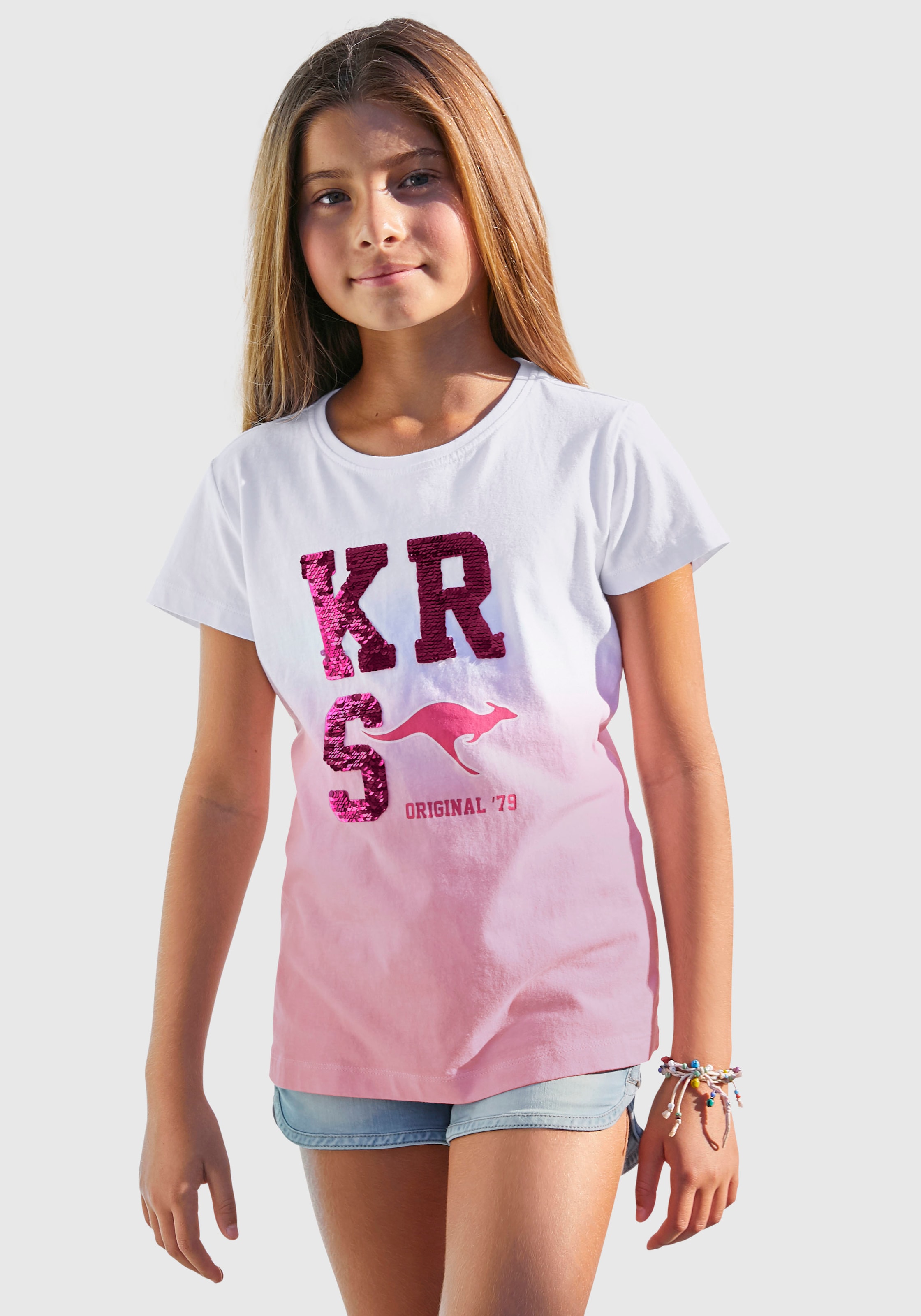KangaROOS T-Shirt, Im Farbverlauf mit Wendepailletten kaufen | BAUR
