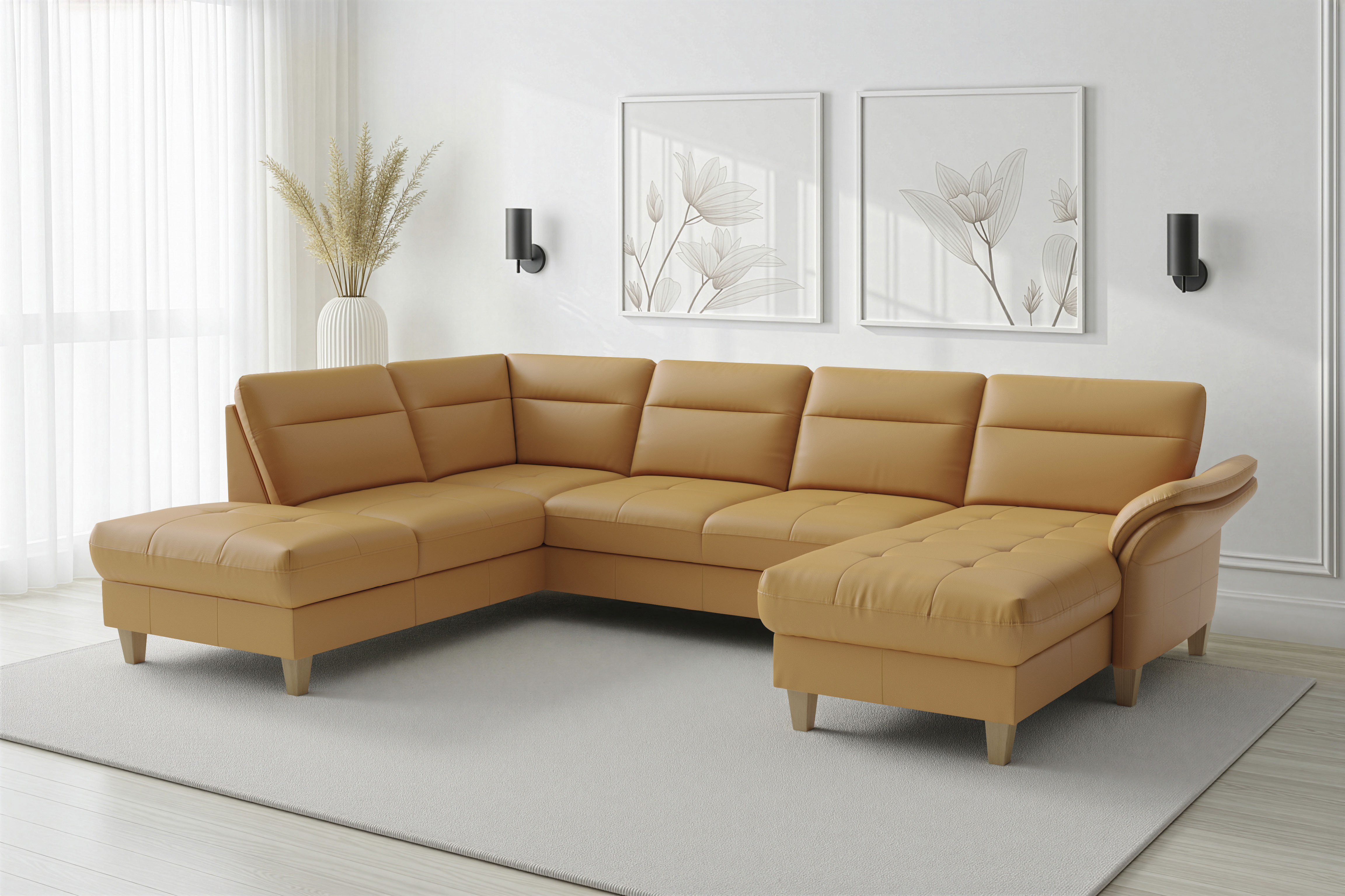 sit&more Wohnlandschaft "Pamela U-Form, B: 292 cm, optional Schlaffunktion & Bettkasten, Leder"
