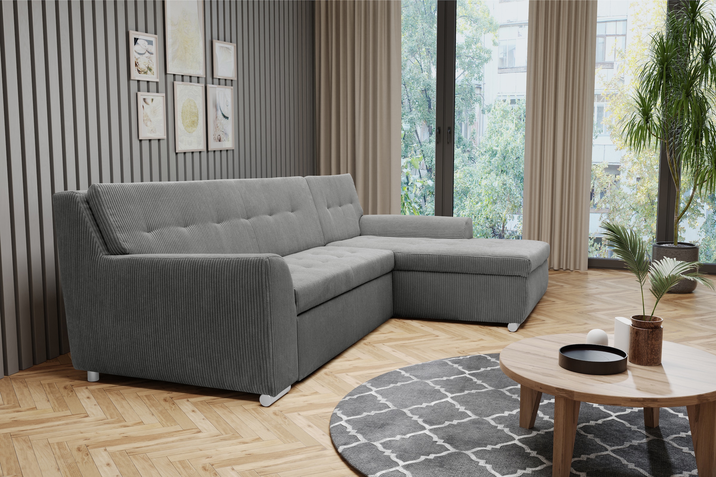 DOMO collection Ecksofa "Treviso viele Bezüge, auch in Cord, L-Form, B/T/H: günstig online kaufen