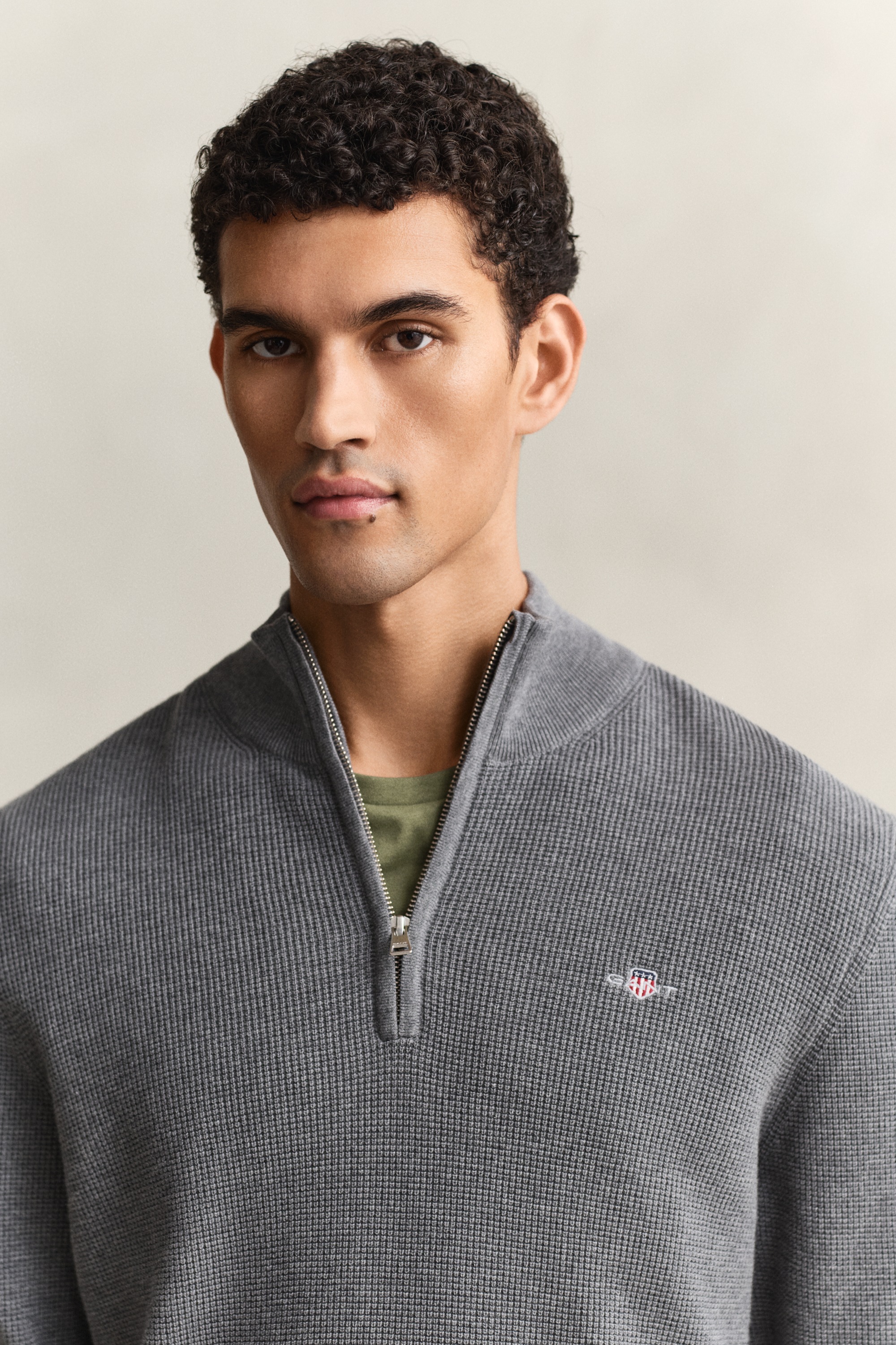 Gant Troyer "MICRO TEXTURED COTTON HALF ZIP" Regular fit mit Troyerkragen günstig online kaufen