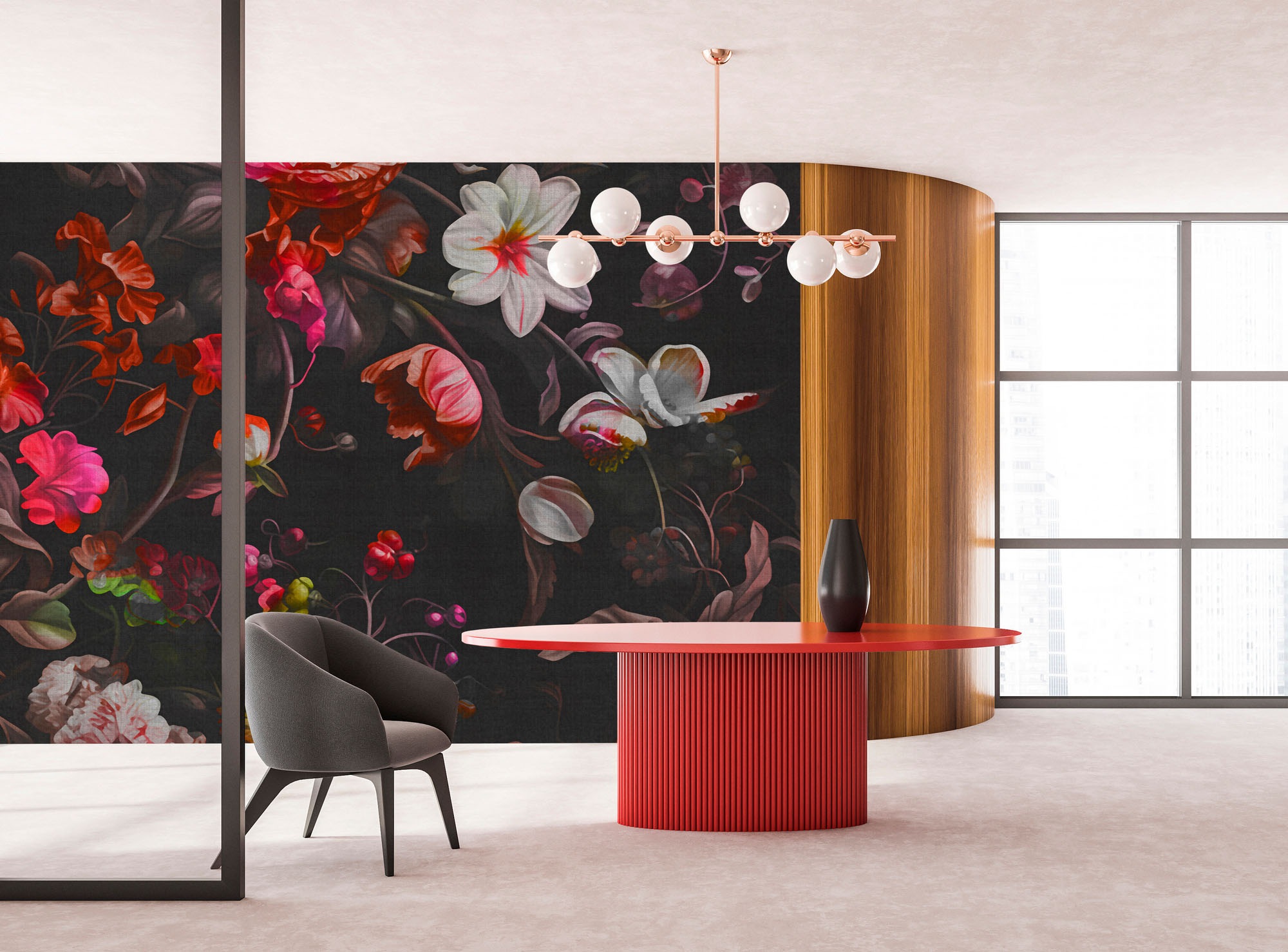 living walls Fototapete »Walls by Patel 5 Fototapete Blüten im Neon-Look« floral glatt Blüten im Neon-Look auf 200 g/m² Premium-Vlies