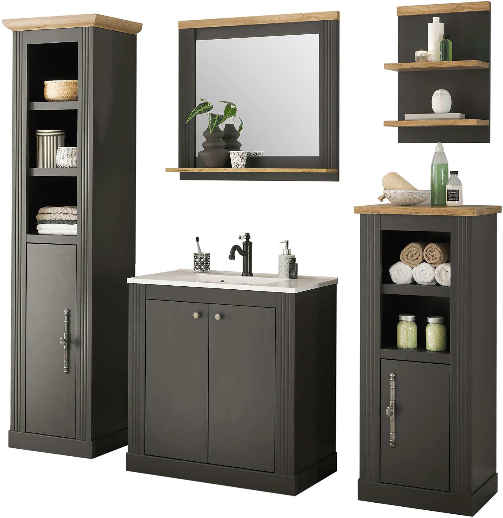 Home affaire Badmöbel-Set "WESTMINSTER, Bad im Landhausstil, 5-teiliges Bad günstig online kaufen