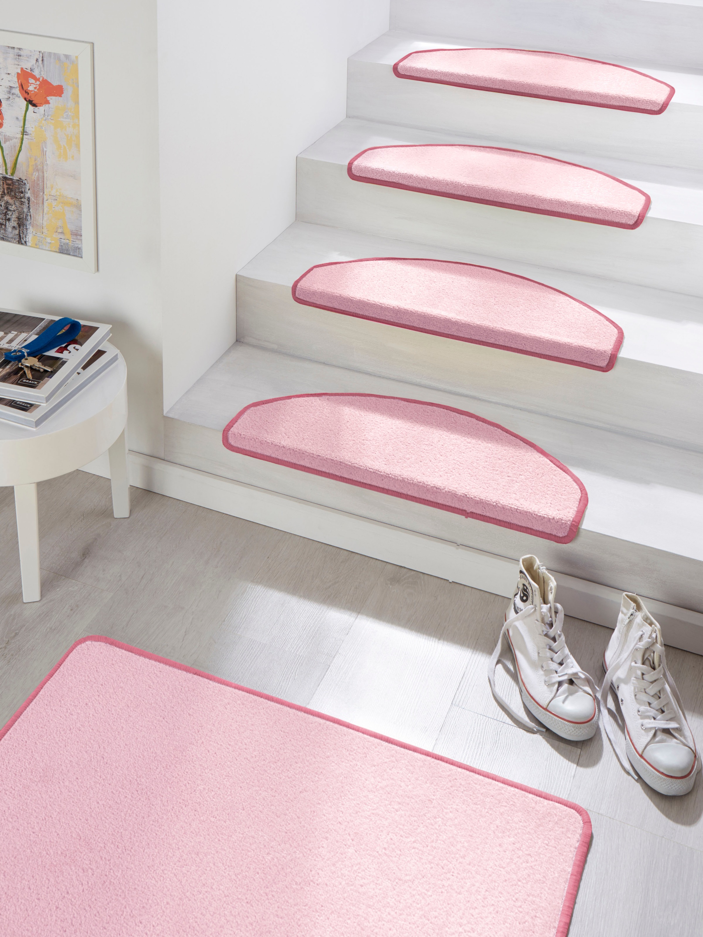 HANSE Home Stufenmatte »Fancy«, halbrund, 7 mm Höhe, 15 Stück, Treppenmatten, Selbstklebend, Stufenteppich, Treppenstufen