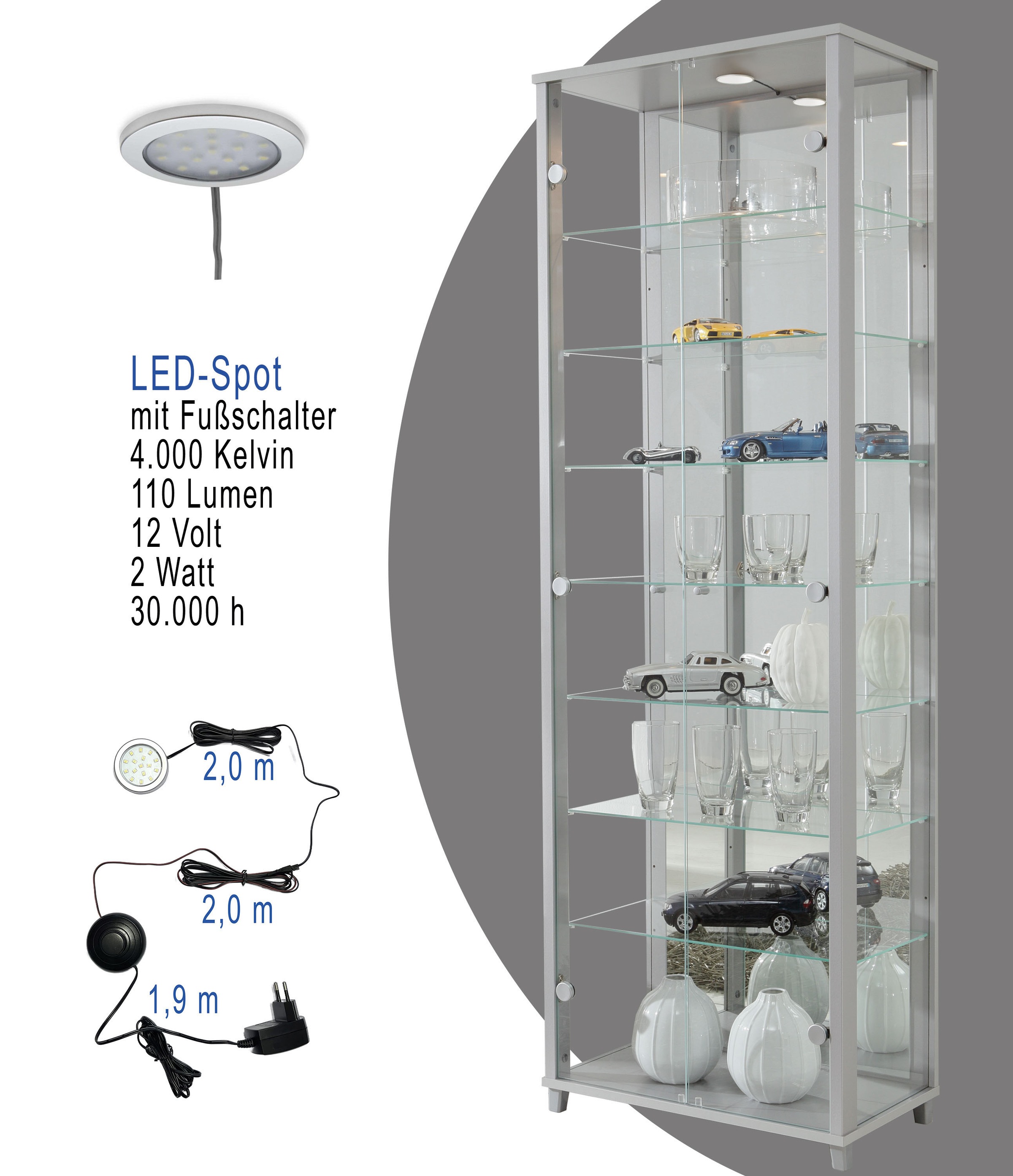 fif möbel Vitrine »OPTIMA«, Standvitrine/Glasvitrine 2x Glastür,perfekt für Sammler,Sammlervitrine