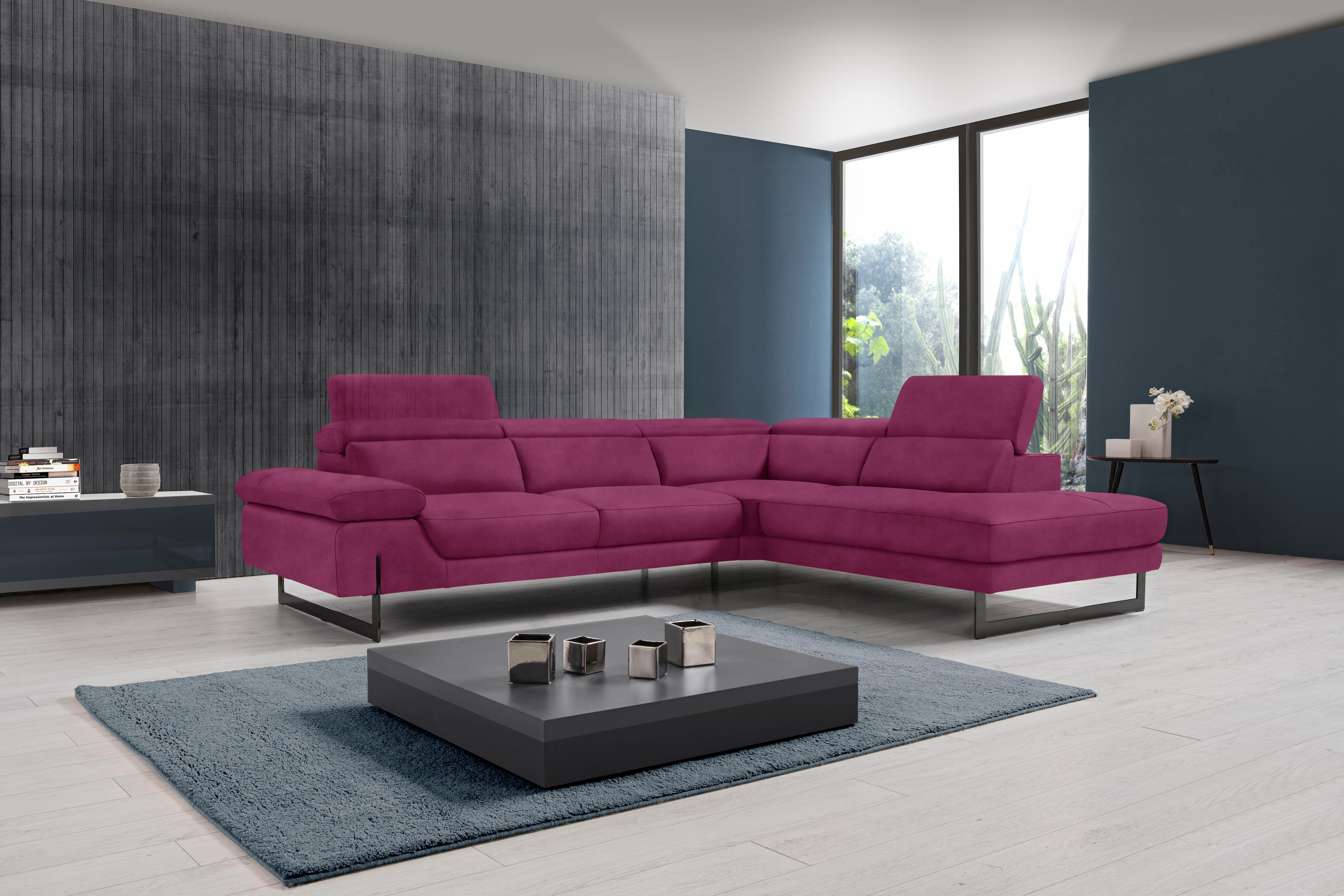 Egoitaliano Ecksofa "Queenie, extravagantes Sofa mit erstklassigem Sitzkomfort, L-Form" mit verstellbarer Armlehne und Kopfteilen für Wohlfühlkomfort