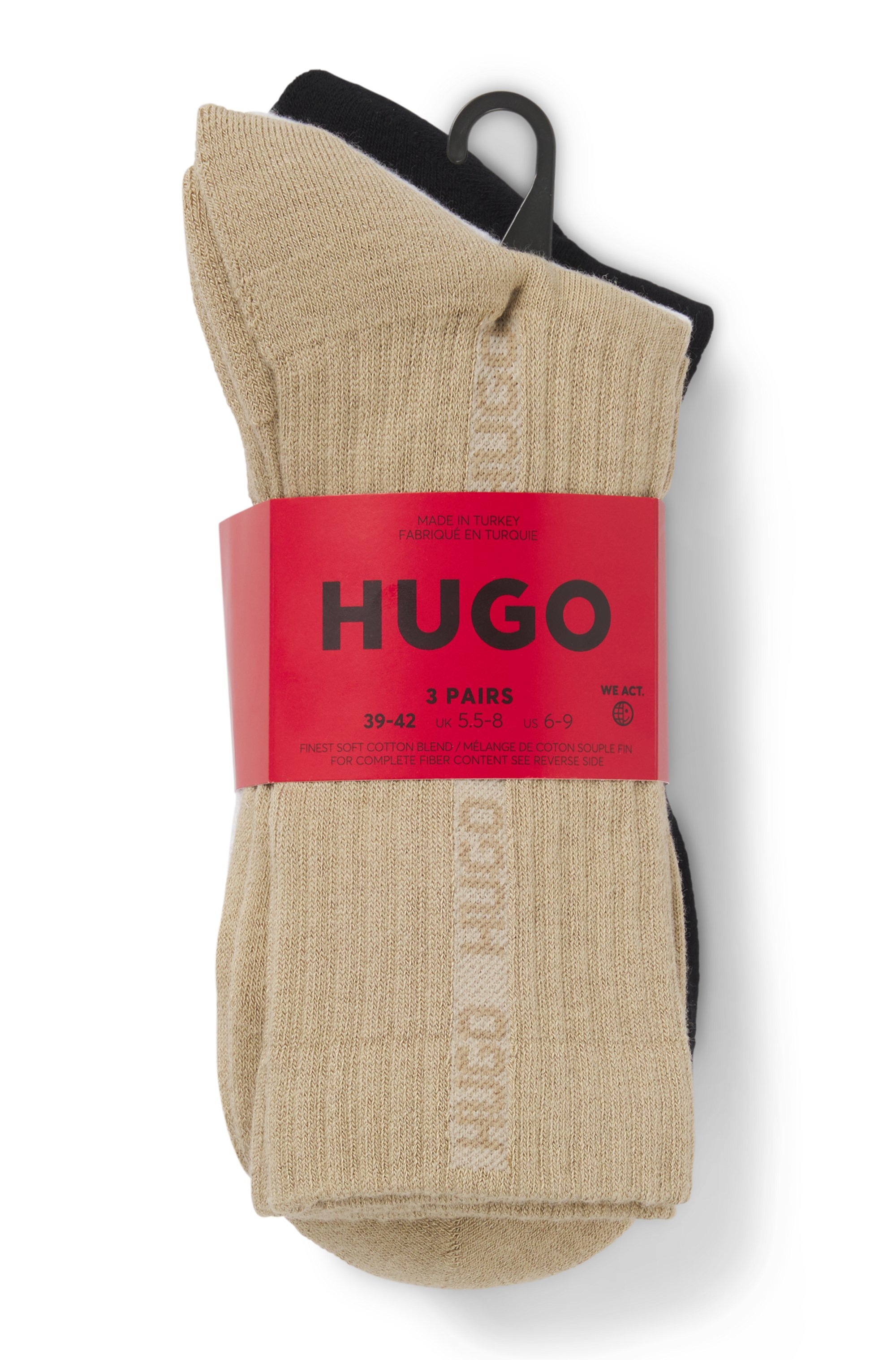 HUGO Underwear Basicsocken "3P QS RIB TAPE MD", mit Rippdetails günstig online kaufen