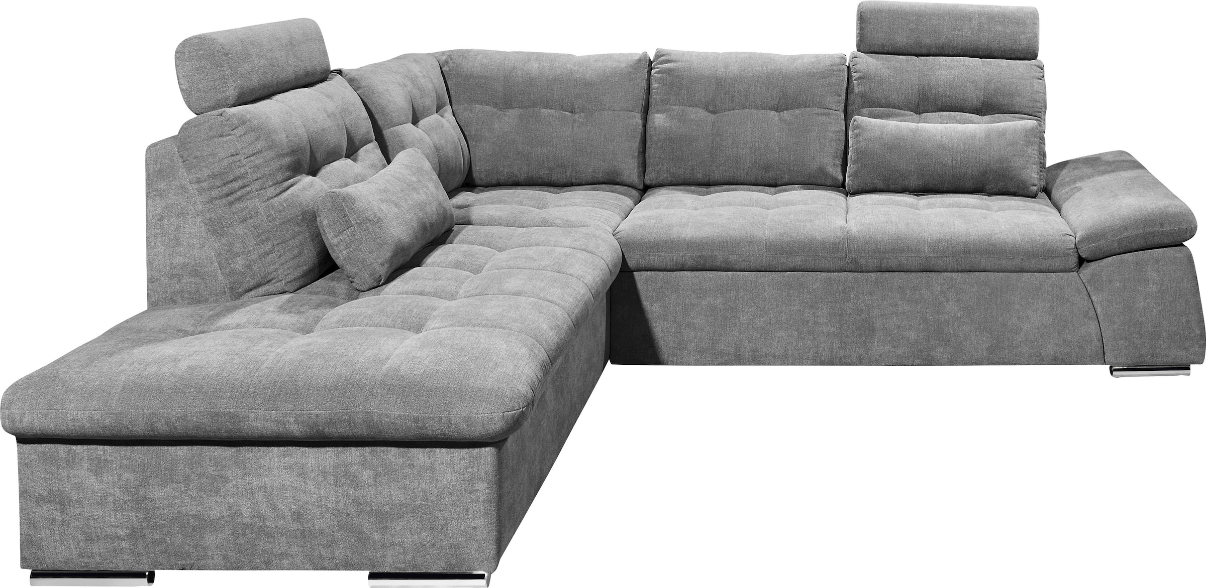 ED EXCITING DESIGN Ecksofa »Nalo L-Form«, mit Bettfunktion, Armteilverstellung, Kopfstützen & 2 Nierenkissen