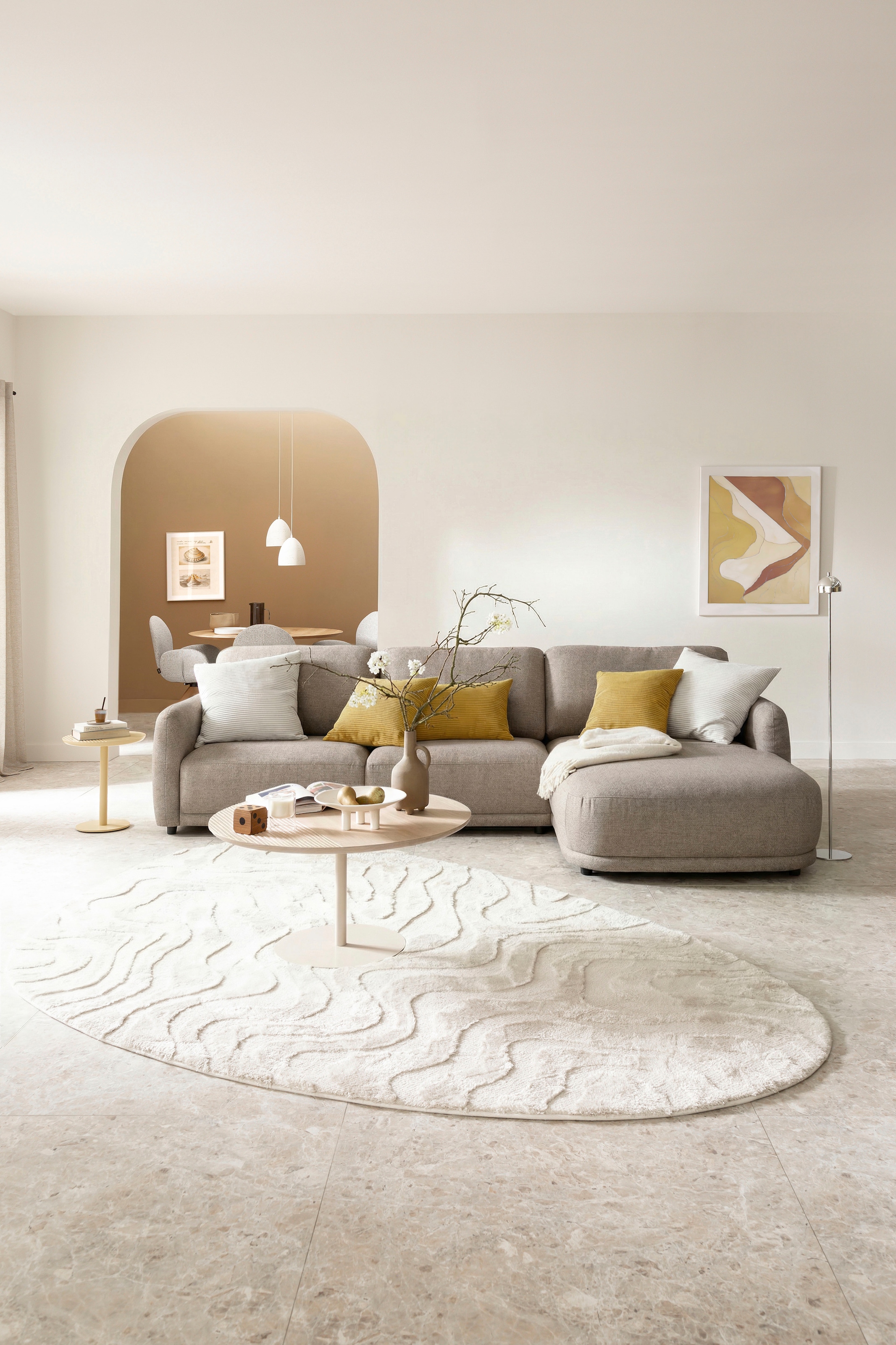 SCHÖNER WOHNEN-Kollektion Ecksofa »Wonder, Organische Eck-Lounge für dein Zuhause« Sanfte Kurven, Kammerkissen-Komfort & maximale Entspannung