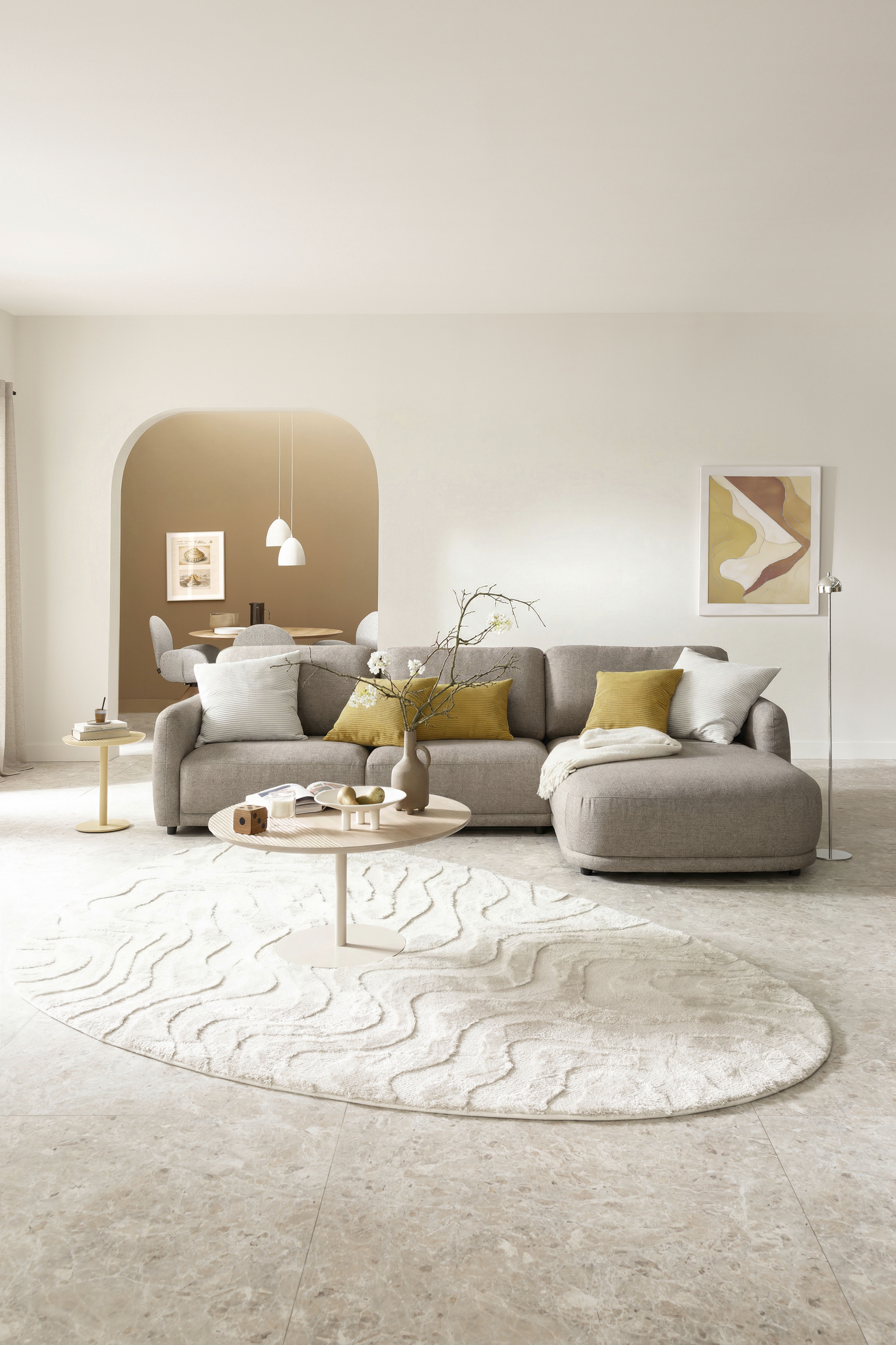 SCHÖNER WOHNEN-Kollektion Ecksofa "Wonder, organisches Design, Breite 318cm, schmale Armlehnen, L-Form" Sanfte Kurven, Kammerkissen-Komfort & maximale Entspannung