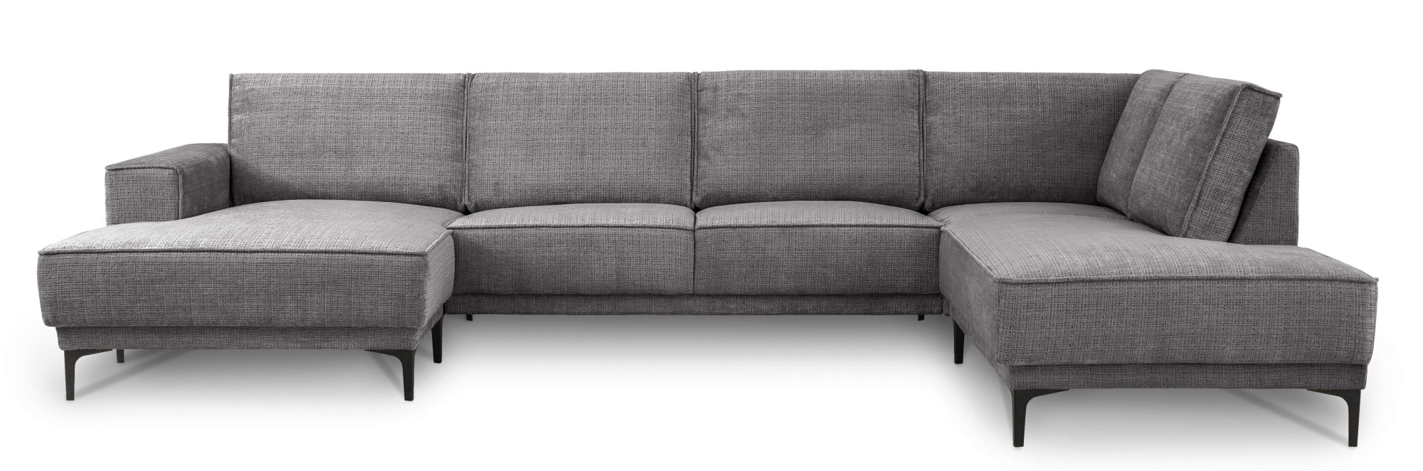 Places of Style Wohnlandschaft »XXL Sofa Oland, Struktur, Flachgewebe, Luxus-Microfaser, Boucle«, U-Form, 345 cm, Wellenunterfederung, Skandi-Design, Metallfüße