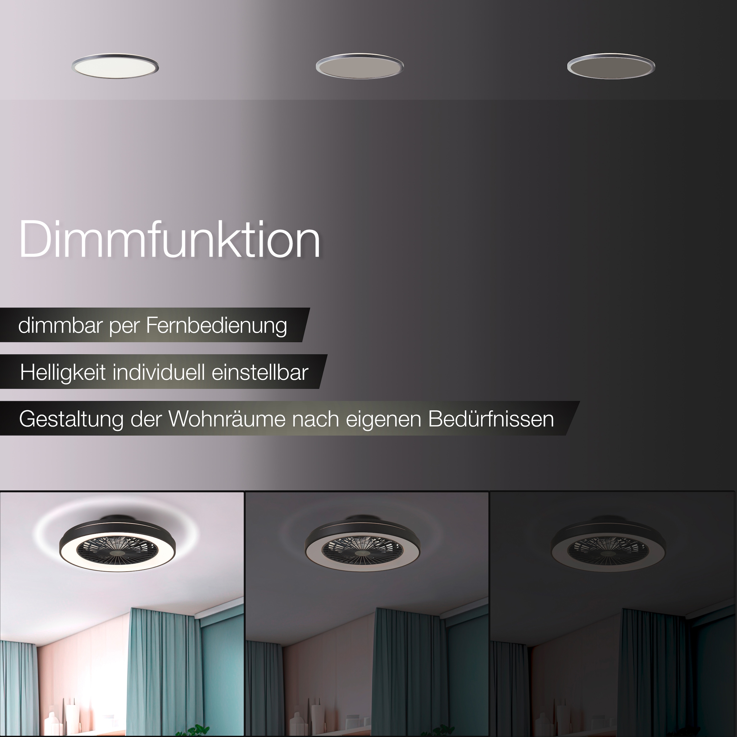 Brilliant LED Deckenleuchte »Mazzaro Deckenventilator« 1 Stk. warmweiß - kaltweiß Deckenlampe, Ventilator, 48,5 cm, digitales RGB, CCT, dimmbar