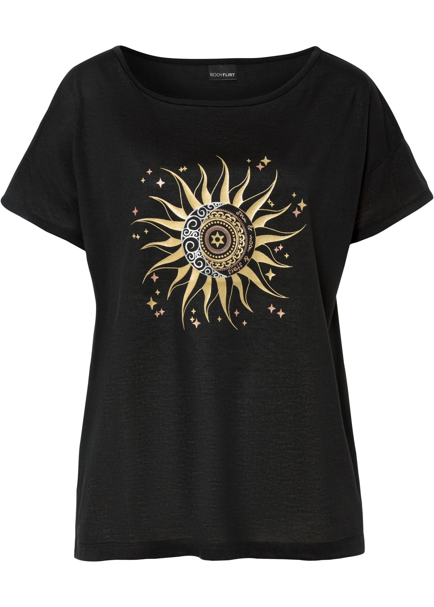 bonprix T-Shirt »Shirt mit Metallic-Druck« Shirt mit Metallic-Druck
