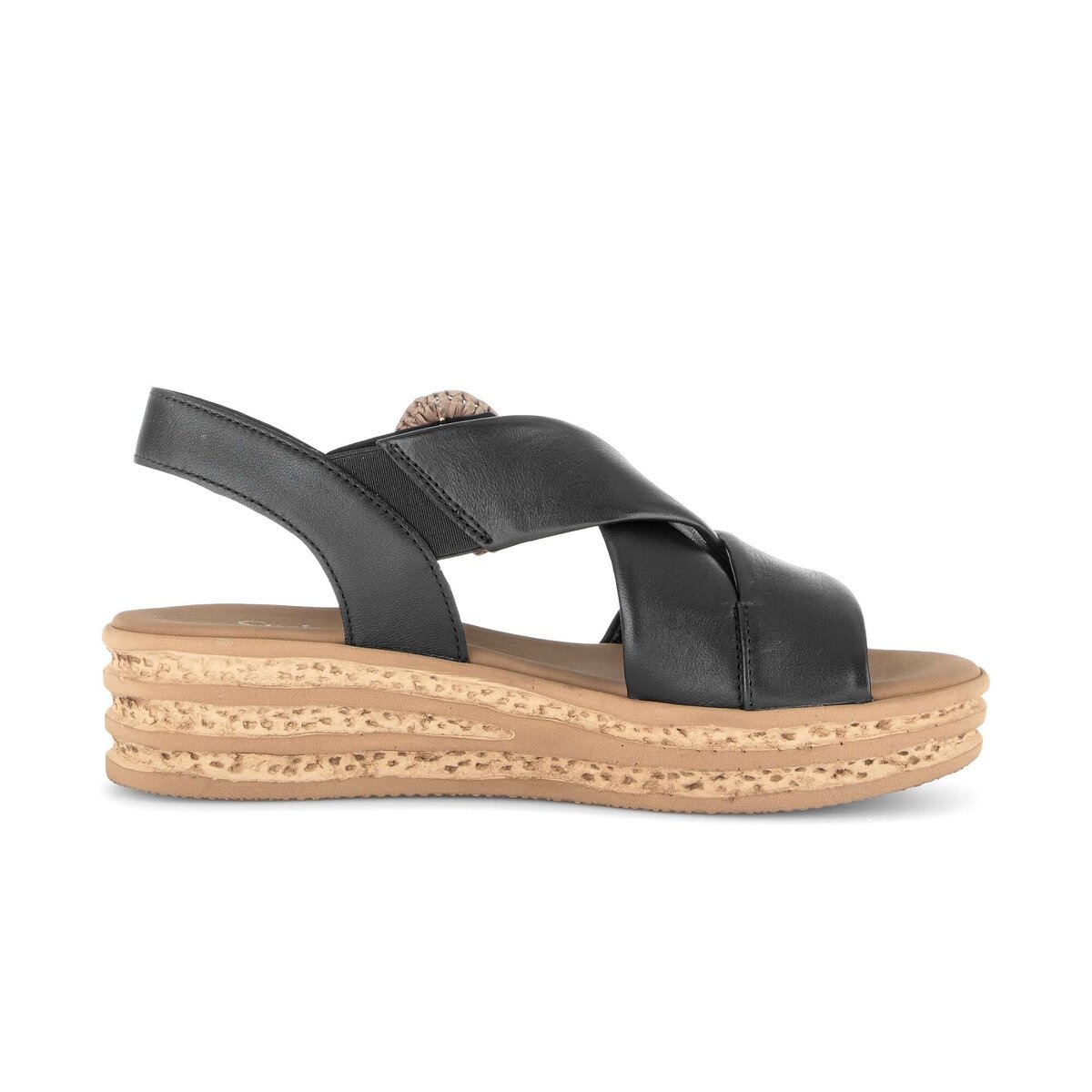 Plateausandaletten GABOR "Plateau Sandale", Damen, Gr. 38, schwarz, Schuhe 5