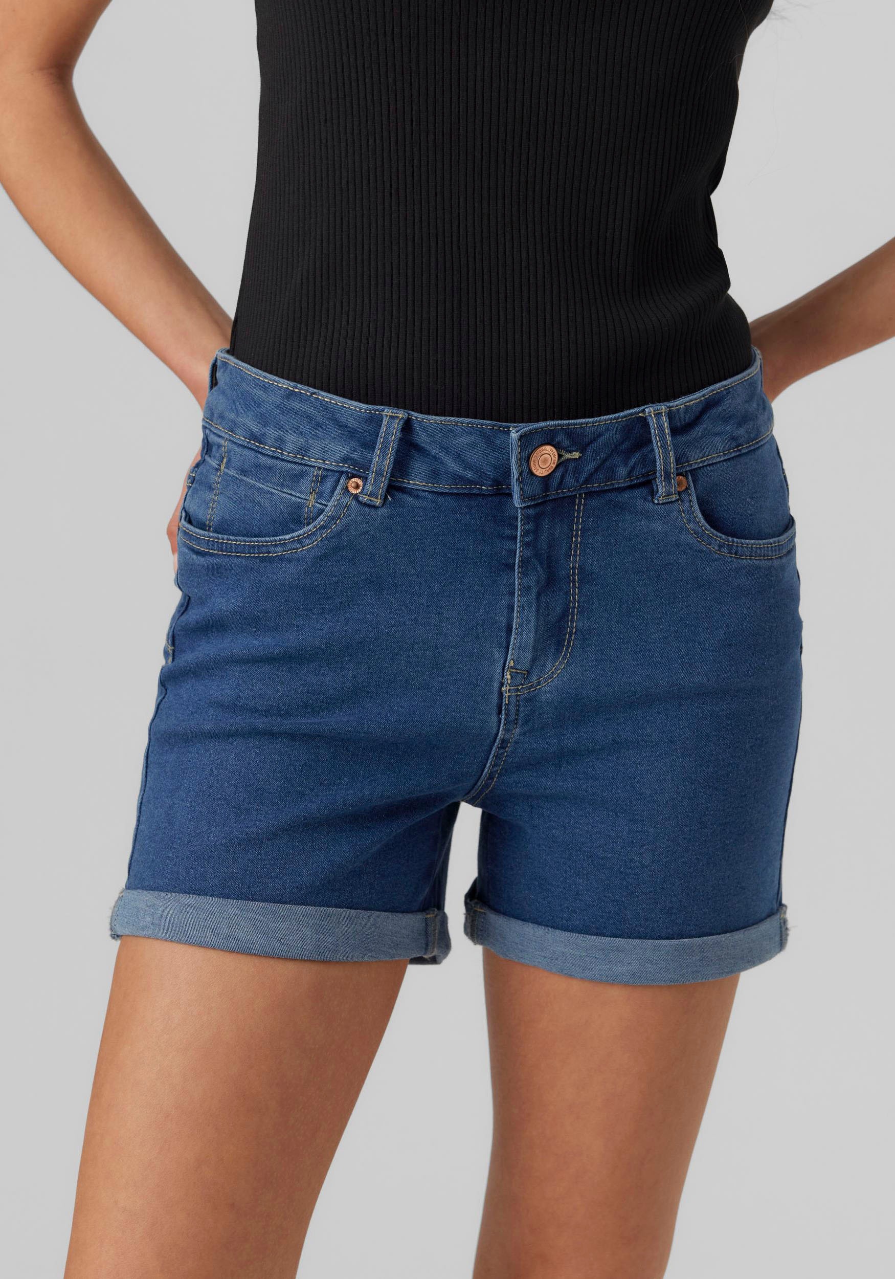 Vero Moda Damen Shorts VMLUNA Slim Fit Schwarz Blau günstig online kaufen