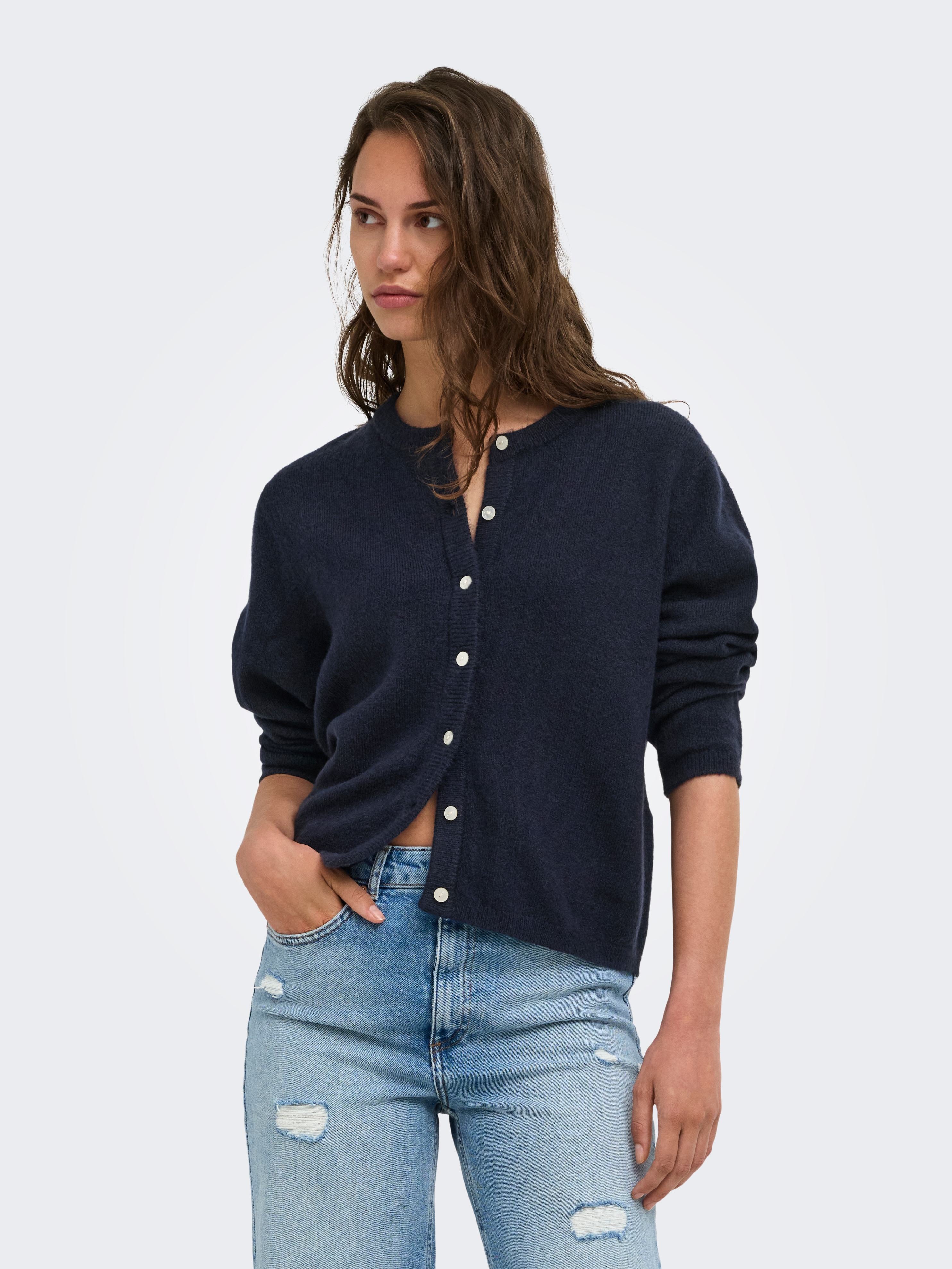 ONLY 1100000002199 "ONLSIMONI L/S O-NECK CARDIGAN KNT NOOS" Materialmix, relaxed fit
