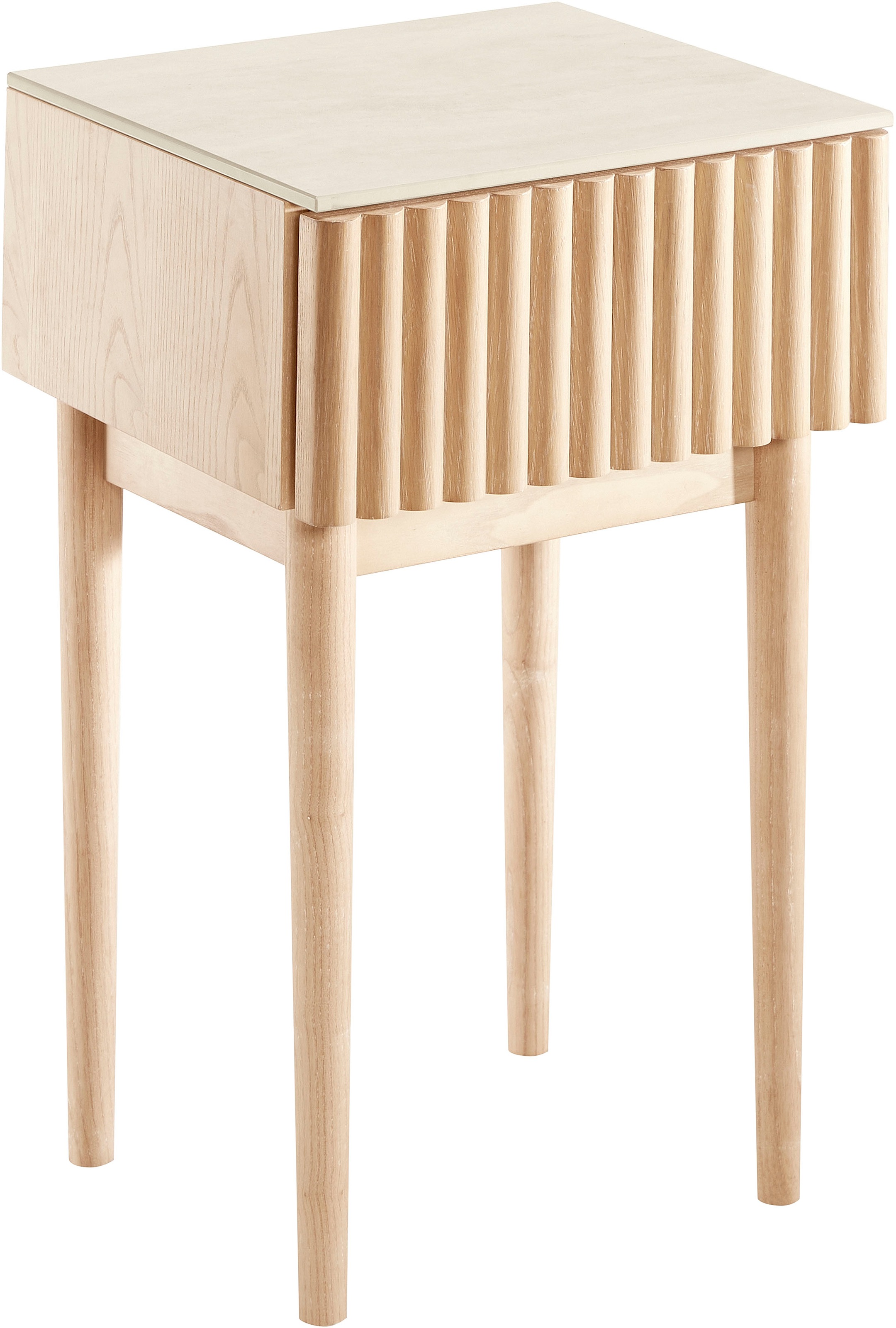 homsy by Ana Johnson Nachttisch "Solva" Esche-/Eukalyptusholz, geriffelte F günstig online kaufen