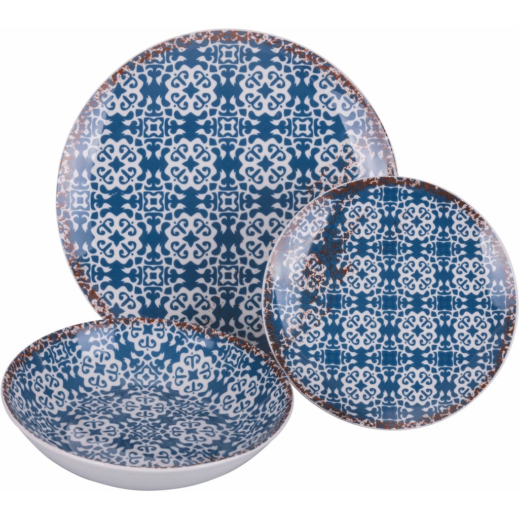 Villa d'Este Teller-Set »Geschirr-Set Kasbah Blue«, (Set, 18 tlg.)