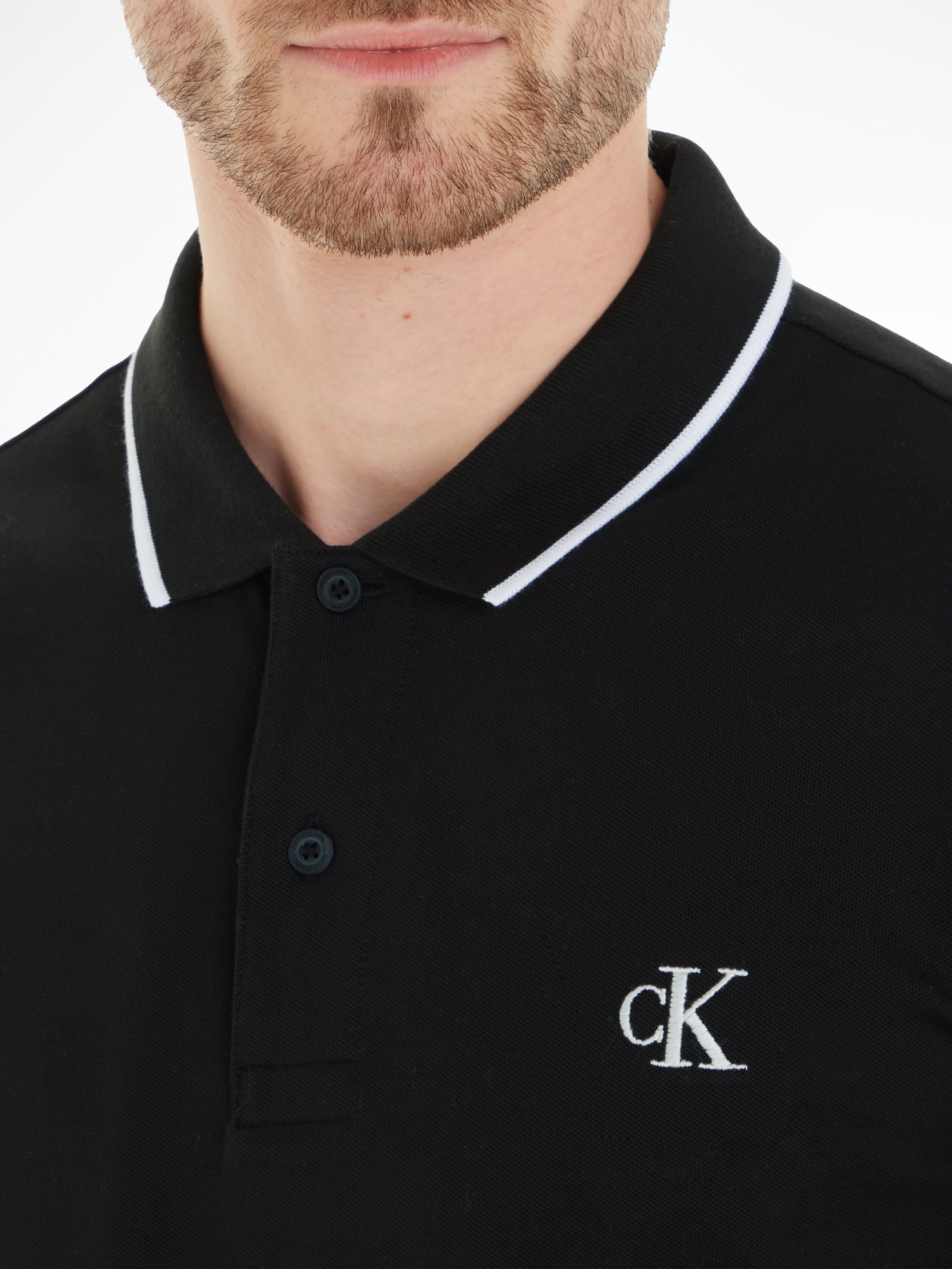 Calvin Klein Jeans Poloshirt »CK ESSENTIAL TIPPING SLIM POLO«, mit Markenstickerei