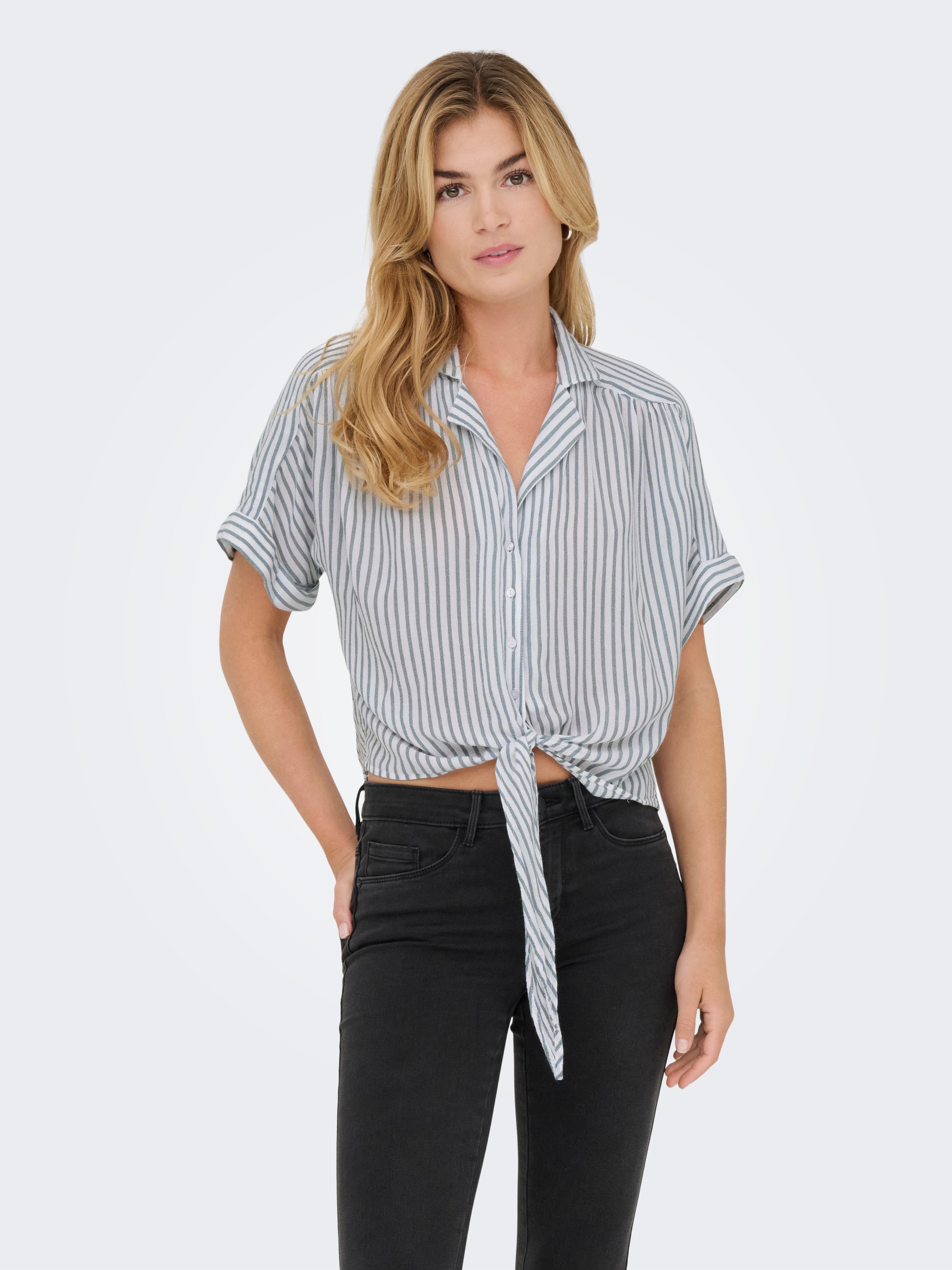 ONLY Kurzarmbluse "ONLPAULA LIFE S/S TIE SHIRT WVN NOOS" Viskose, regular f günstig online kaufen