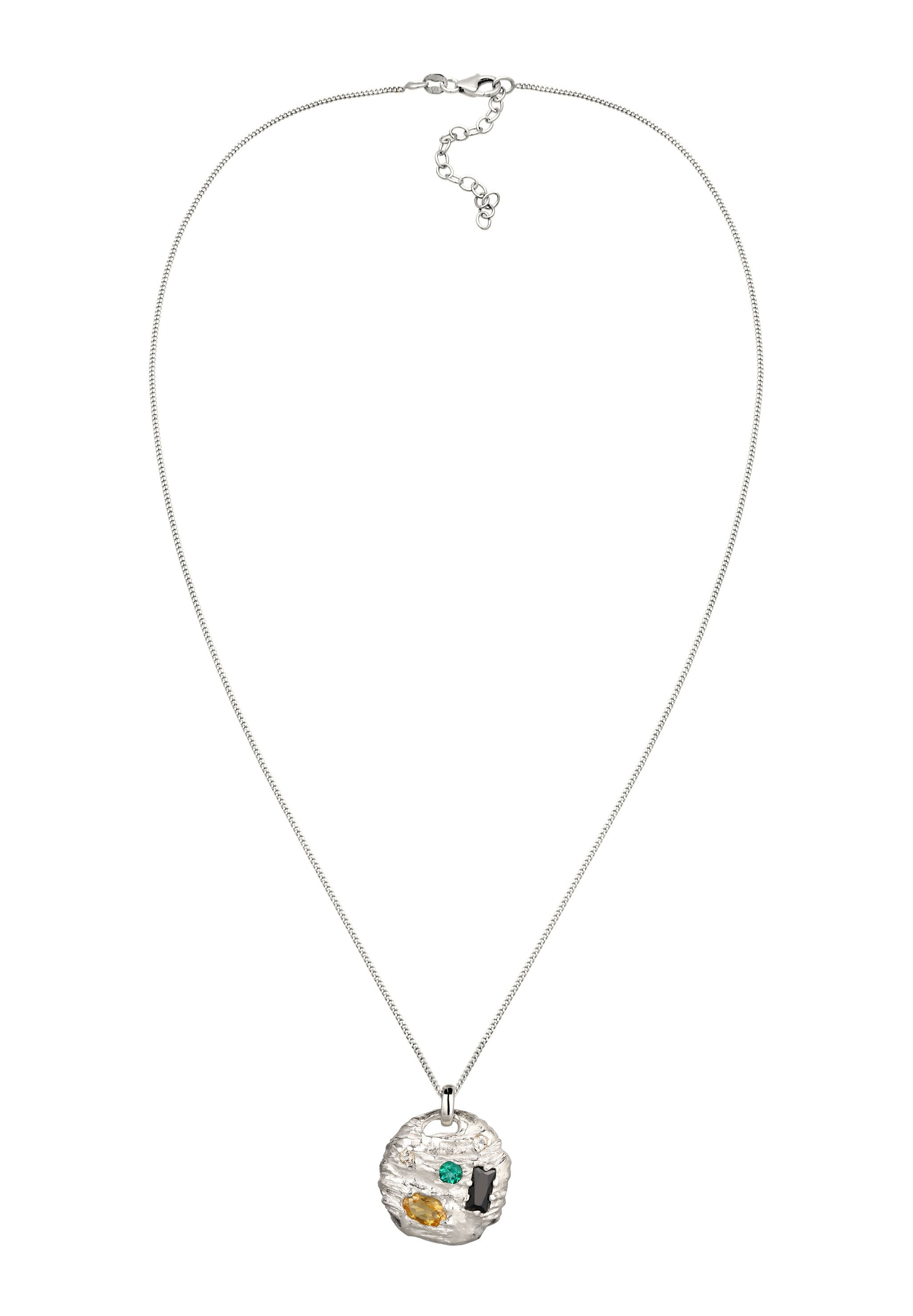 Elli »Halskette Topas Citrin Synthetischer Smaragd 925 Sterling Silber«
