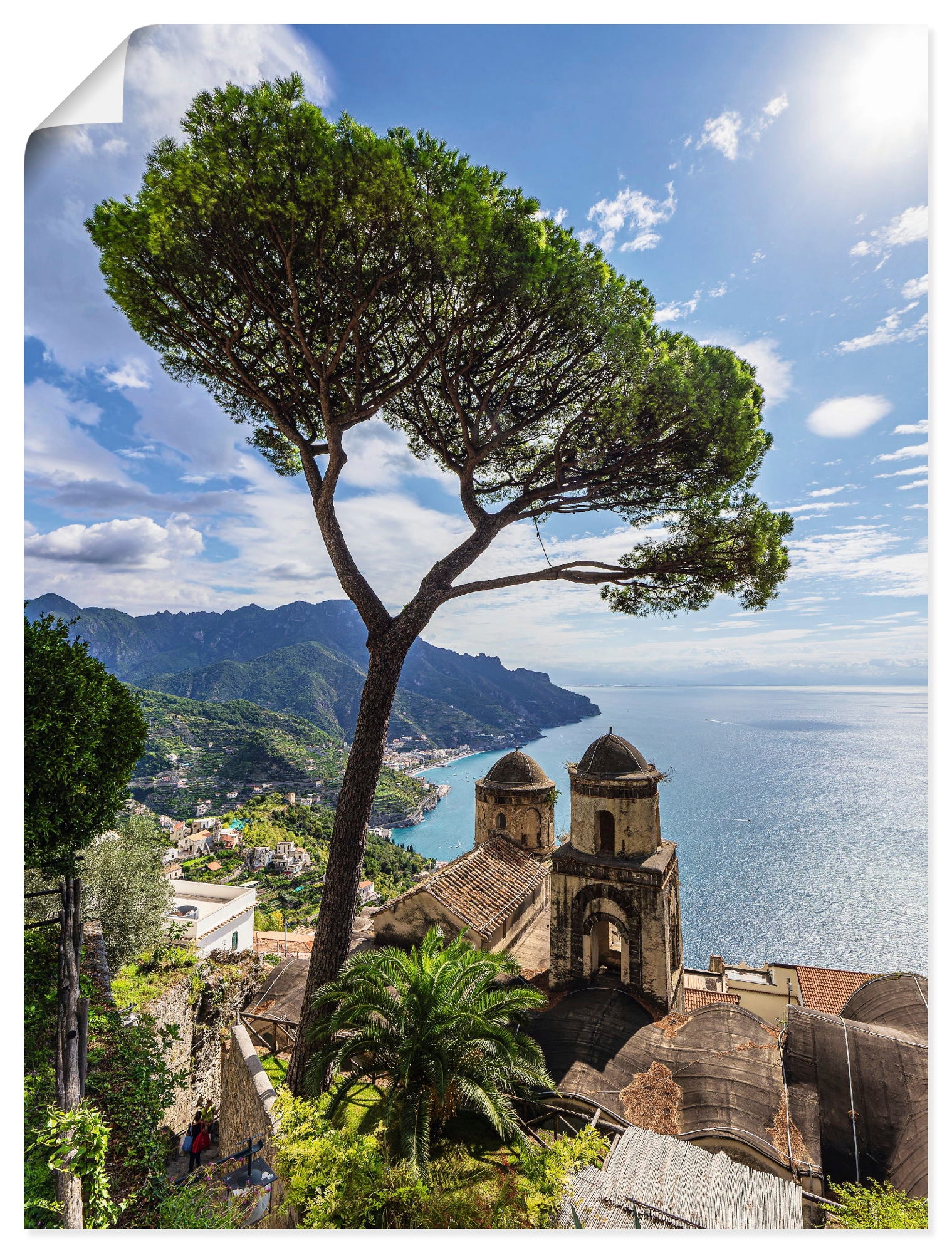 Wandbild ARTLAND "Ravello an der Amalfiküste in Italien", farbe bild(er): blau, B:90cm H:120cm, Papier, Bilder, als Alubild, Leinwandbild, Poster, Wandaufkleber in verschied. Größen