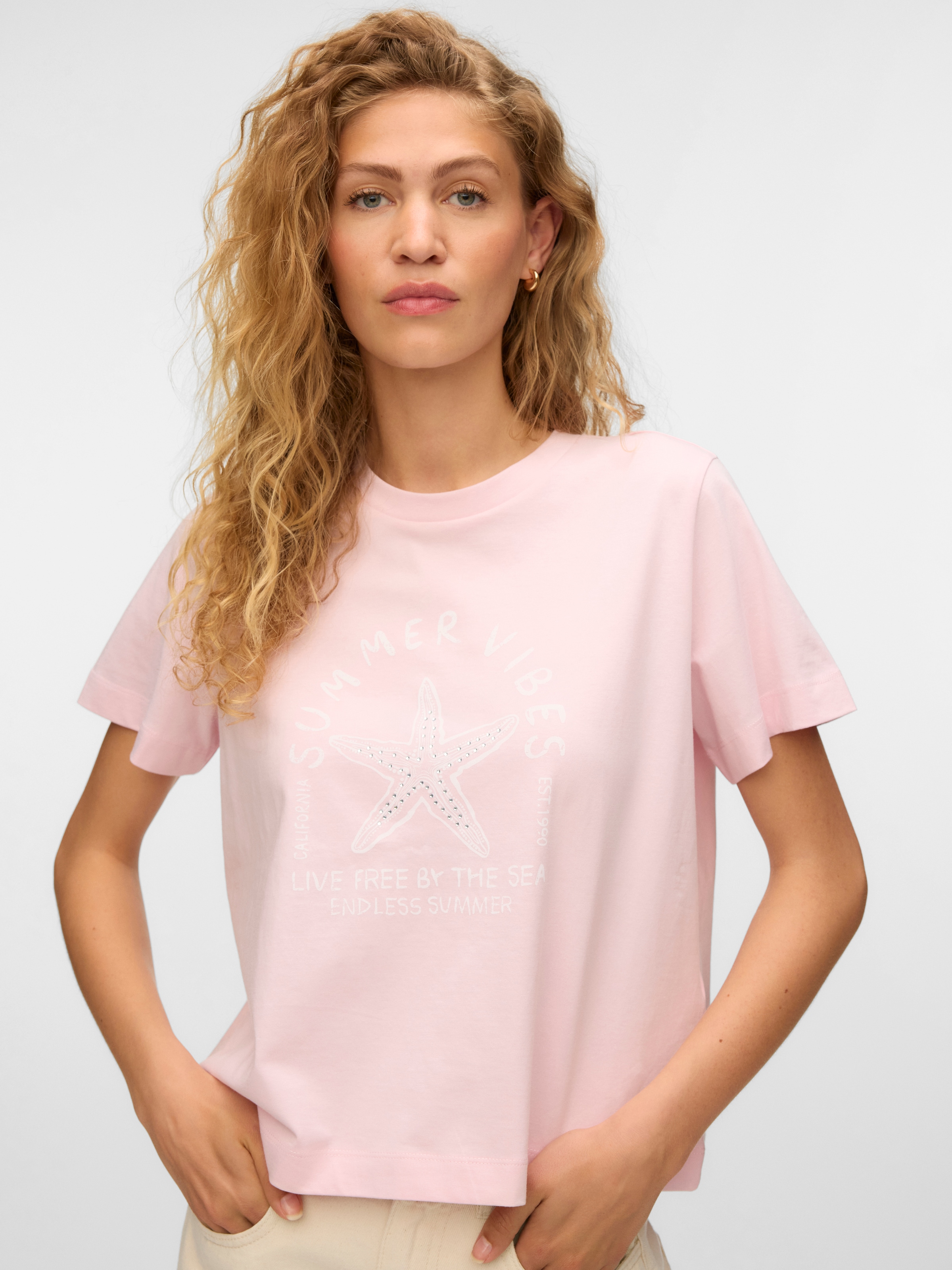 Vero Moda Kurzarmshirt »VMPALMA METTE SS TOP BOX JRS« Baumwolle