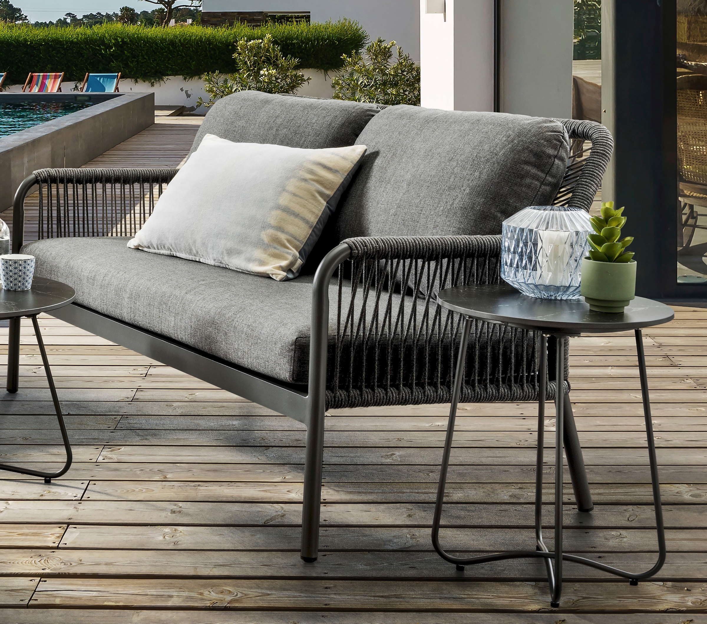 Destiny Gartenlounge-Set "GENUA", (12 tlg., 1x 2er Sofa, 2x Sessel, 2x Tisc günstig online kaufen