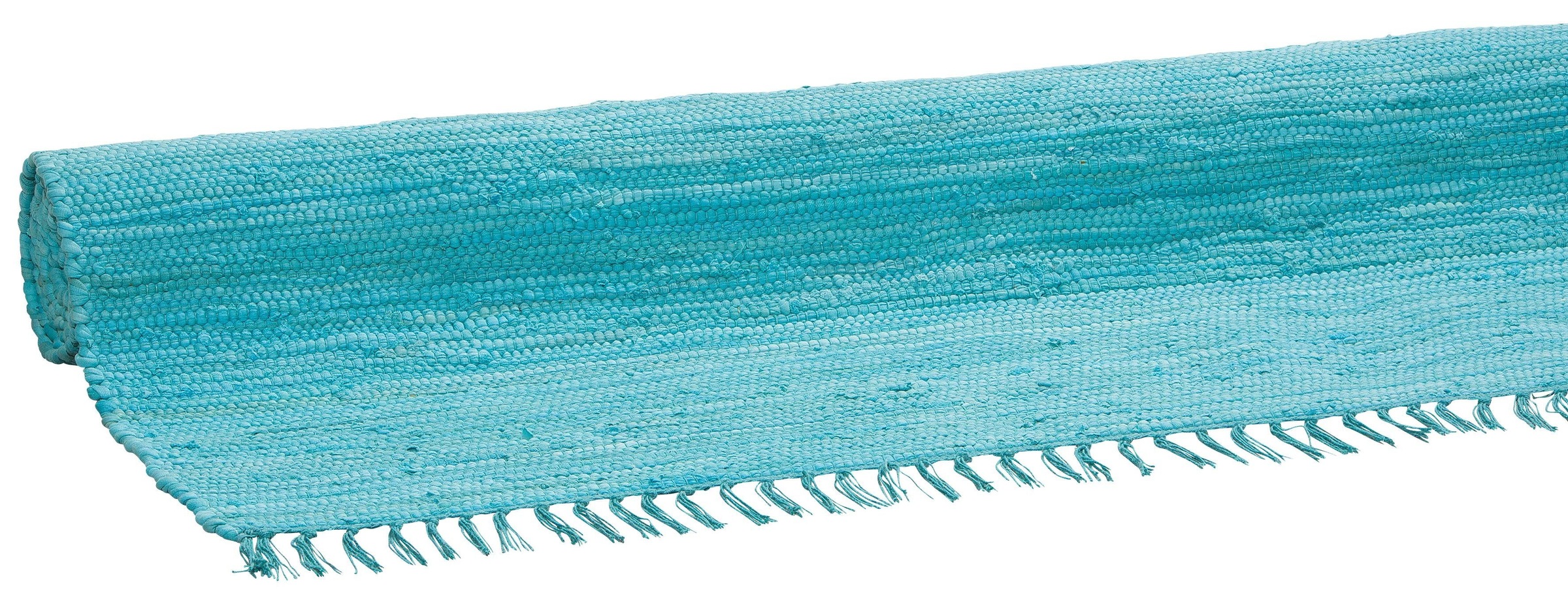 Thumbnail - my home Teppich "Paul" rechteckig 5 mm Höhe Wendeteppich, Uni, handgewebt, mit Fransen, reine Baumwolle, Läufer