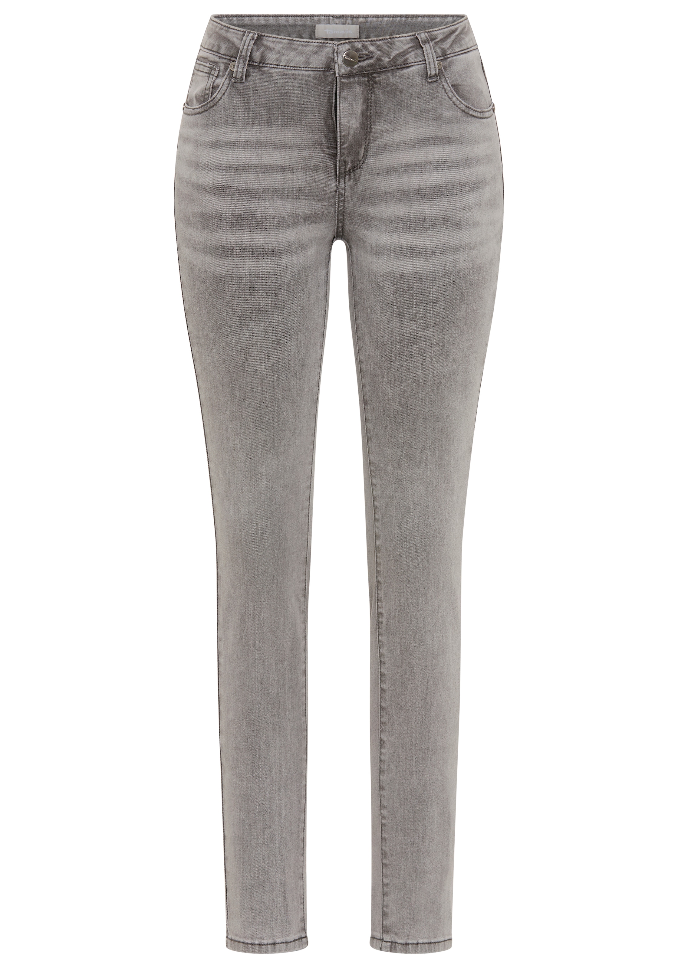 Tamaris Skinny-fit-Jeans schmale Beinweite, mit Gürtelschlaufenbund, mit Metallreißverschluss